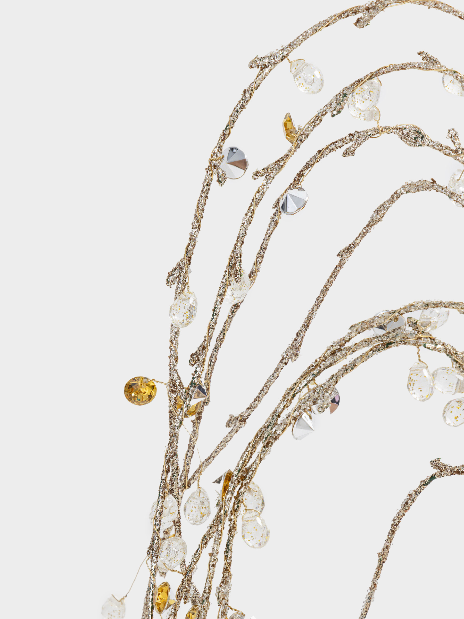 Сәндік бұтақ, 72 см, пластик/акрил, Күміс-алтын кристалдар, Crystal decor, image-3