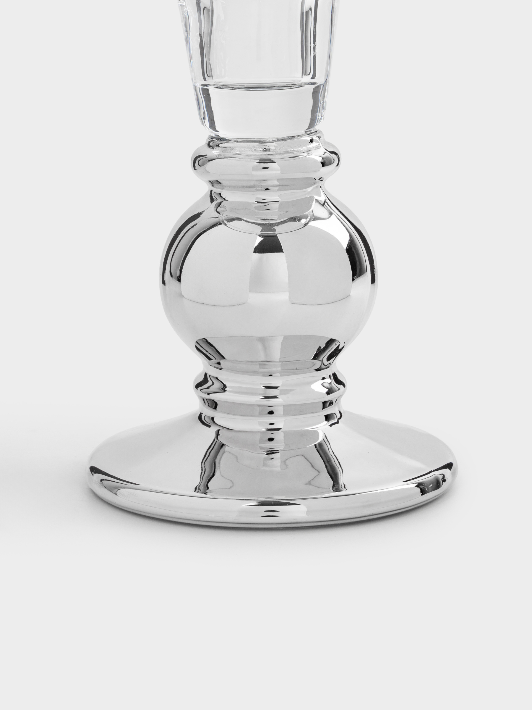 Подсвечник, 13 см, для одной свечи, на ножке, стекло, серебристый, Clear color, image-2