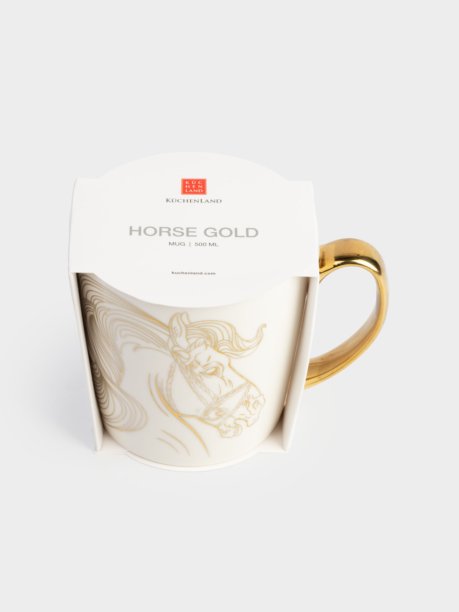 Саптыаяқ, 500 мл, фарфор N, ақ-алтын, Жылқы, Horse gold, image-4