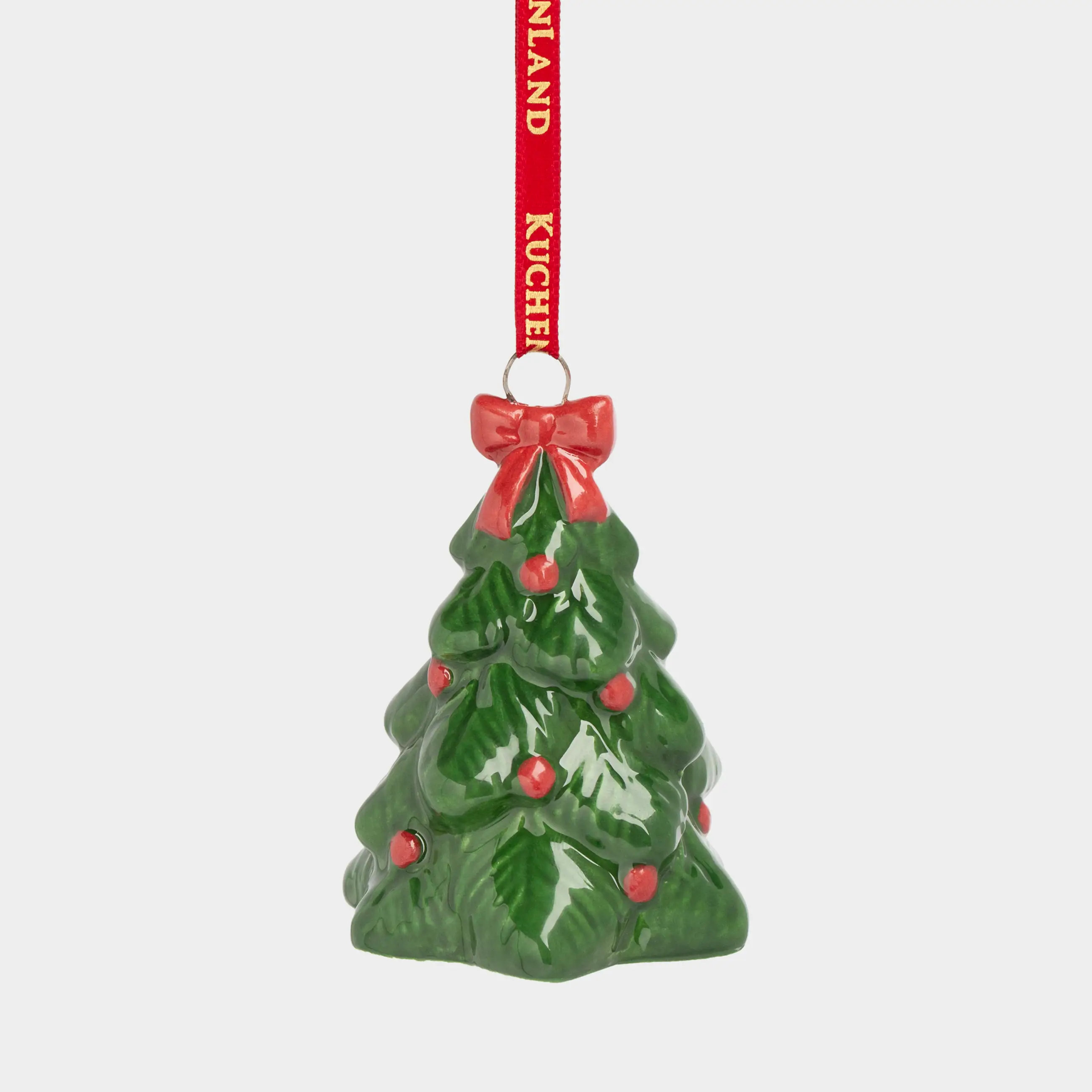 Шырша ойыншығы, 6 см, керамика, жасыл, Бантигі бар шырша, Figure christmas