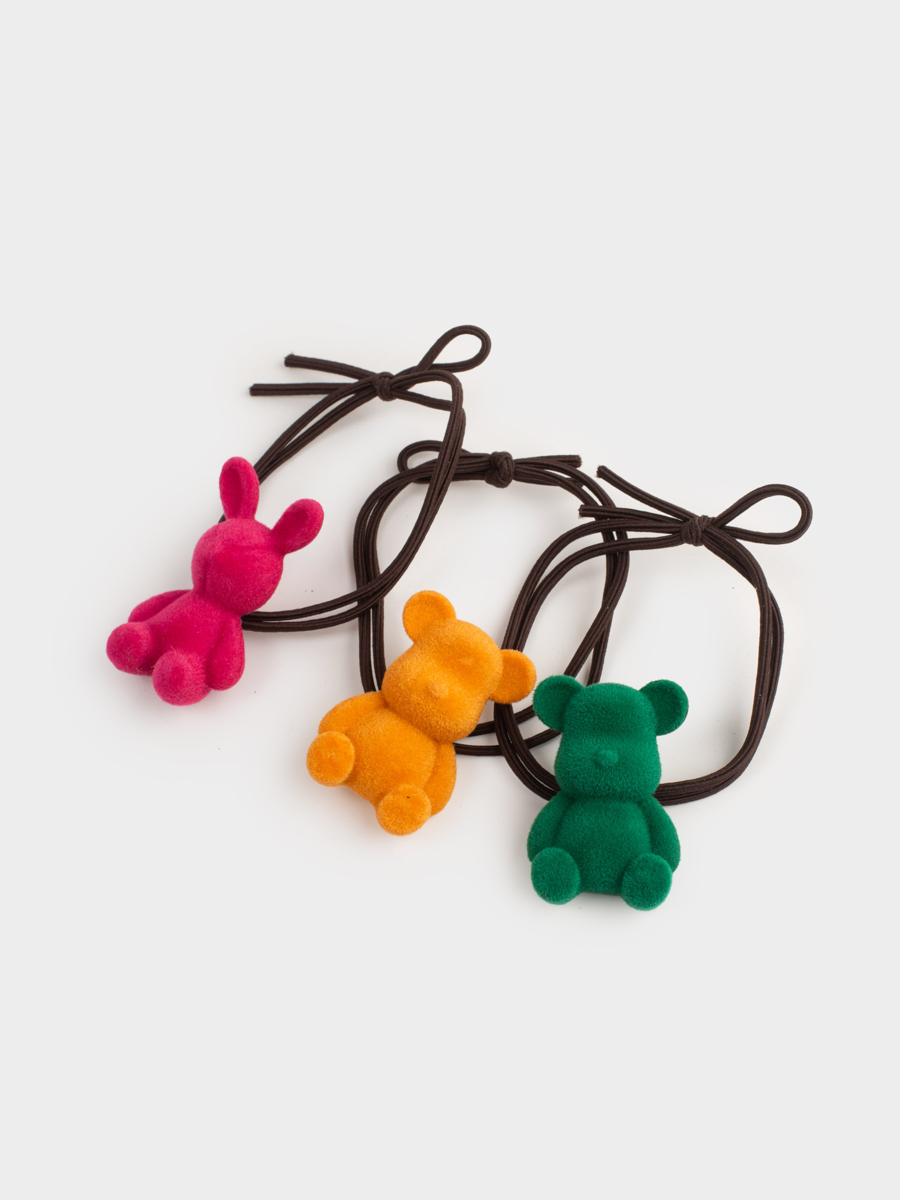 Резинка для волос, 3 см, 8 шт, полиэстер/пластик, цветная, Мишка/Зайка, Gracile, image-1