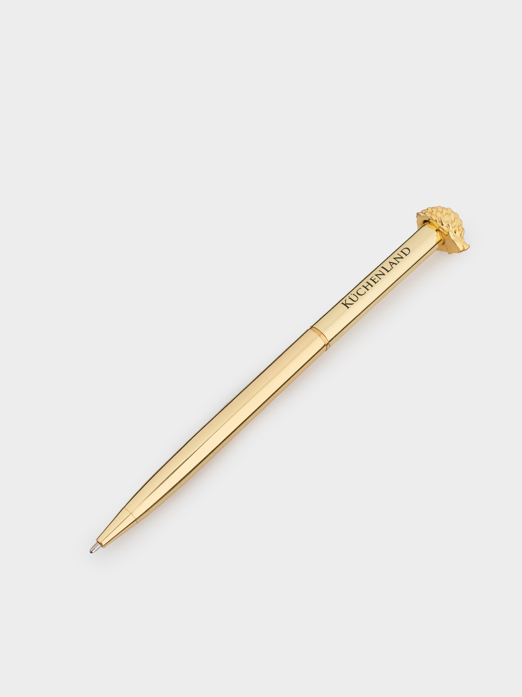 Ручка шариковая, 13 см, с фигуркой, сталь, золотистая, Ежик, Draw figure, image-2