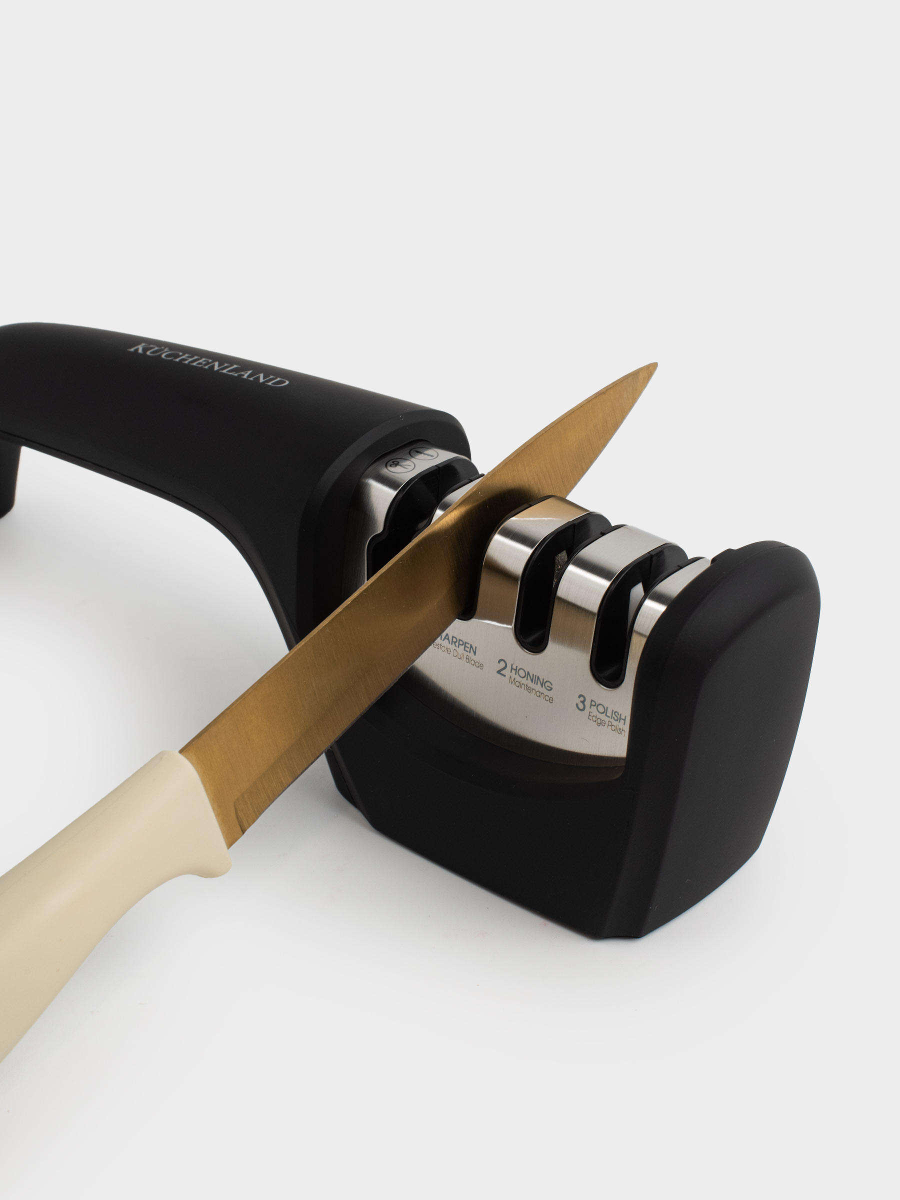 Пышақтарға арналған қайрағыш, 21 см, 3 сатылы/қайраудың 4 түрі, пластик/керамика, қара, Liberica, image-4