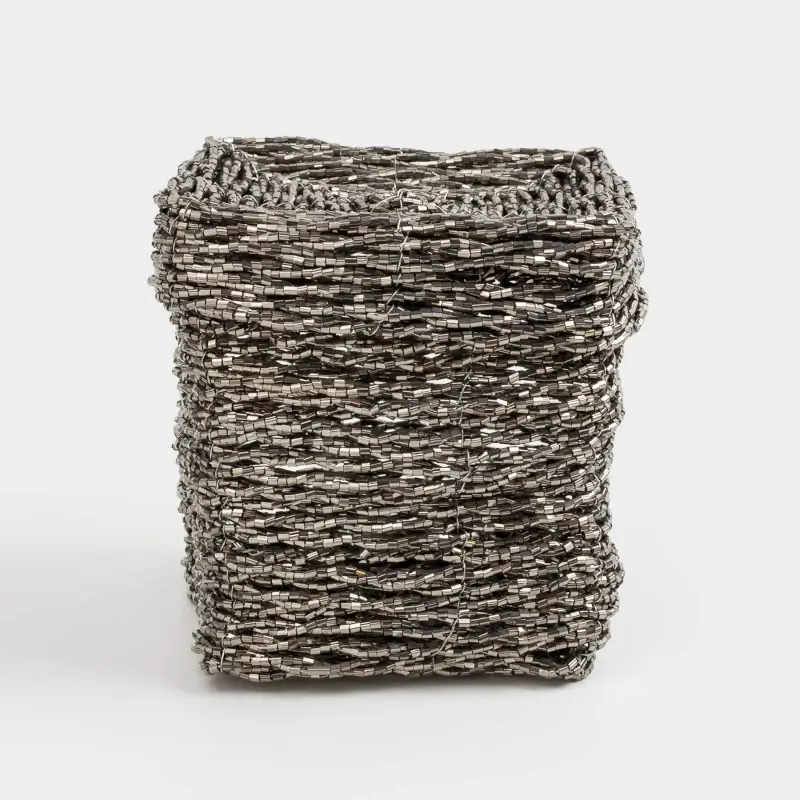 Шкатулка, 10 см, бисер, темно-серая, Shiny beads ,image-0