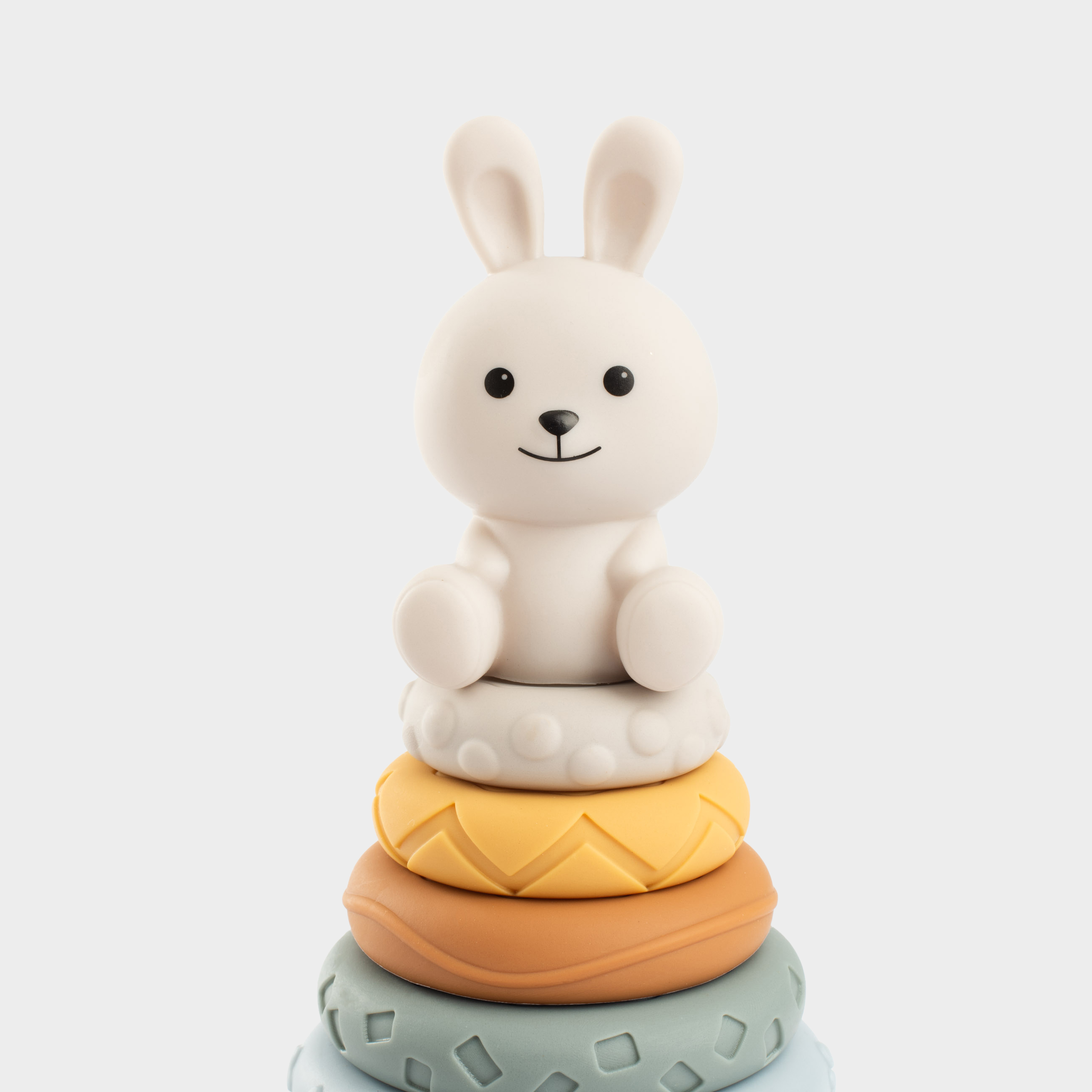 Игрушка развивающая, 19 см, 7 пр, ПВХ, цветная, Пирамидка зайка, Kiddy, image-2