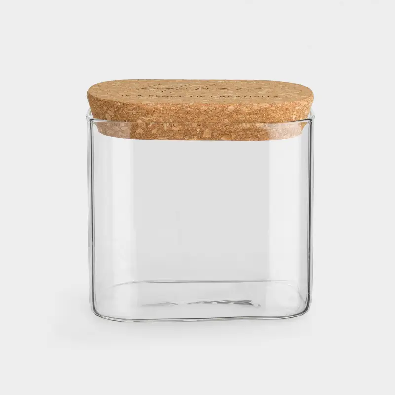 Банка для сыпучих продуктов, 600 мл, стекло/пробка, прямоугольная, Clear cork ,image-0