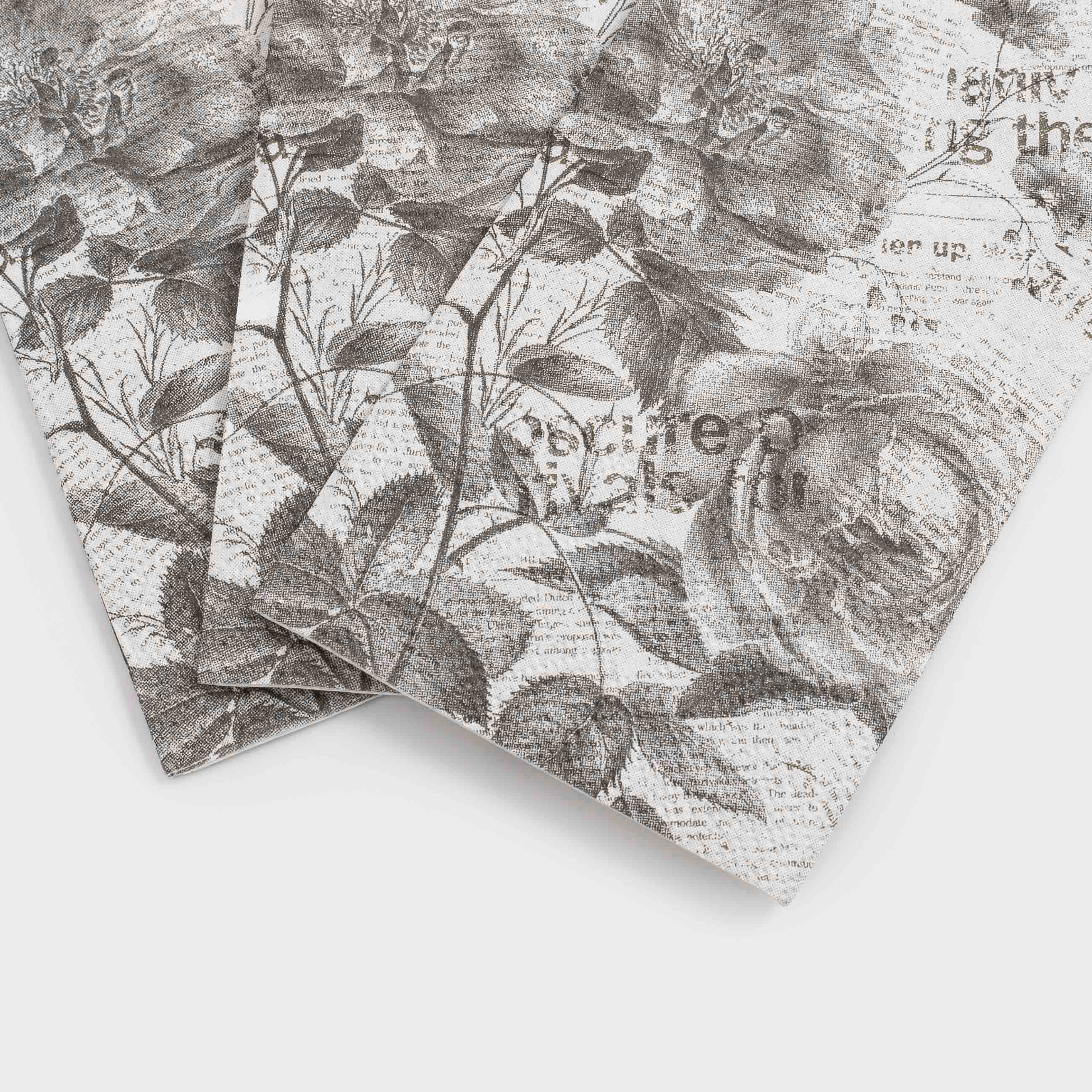 Салфетки бумажные, 33х33 см, 20 шт, прямоугольные, белые, Газета, Noir flower, image-3