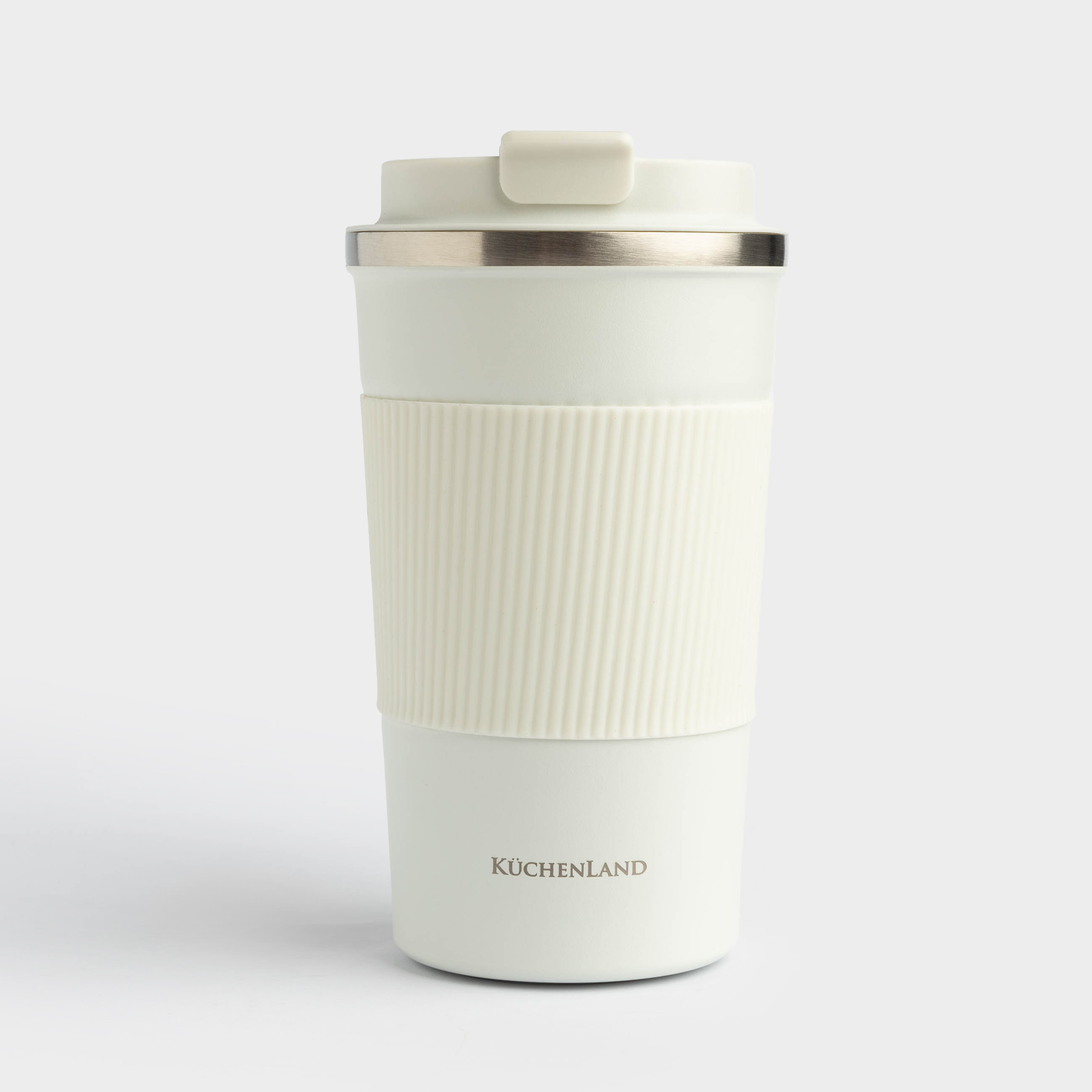 Термокружка, 500 мл, с зарфом, сталь/пластик/силикон, бежевая, Coffee life, image-1