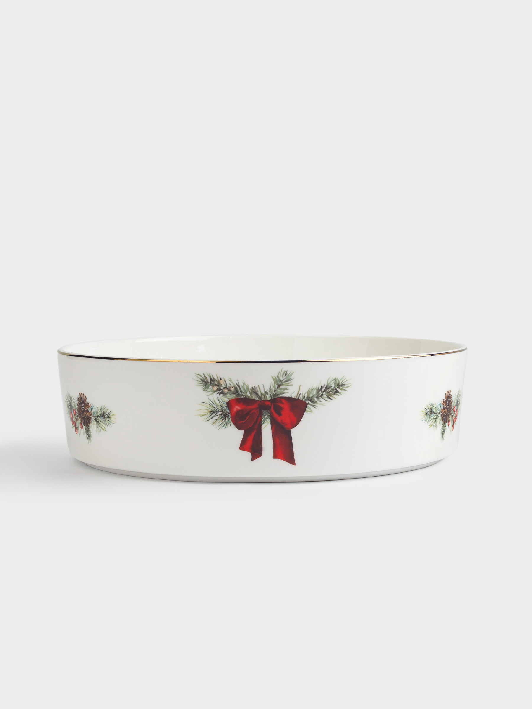 Блюдо, 24х6 см, с бортами, фарфор F, белое, Лошадка и еловые ветви, Christmas miracle classic, image-0