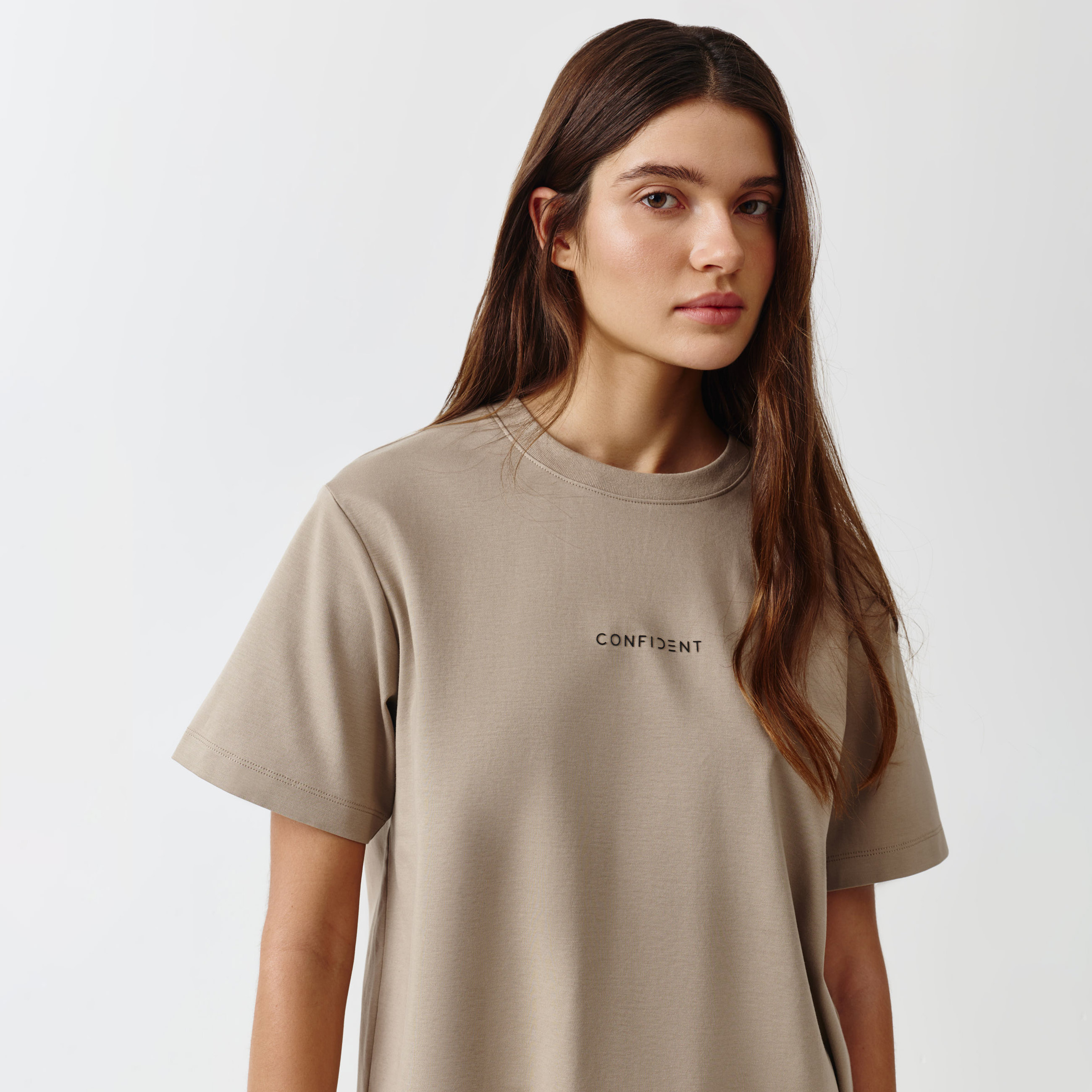 Әйелдер футболкасы, өлшемі XS, мақта, сарғылт-қоңыр, Creative, Blanche, image-0