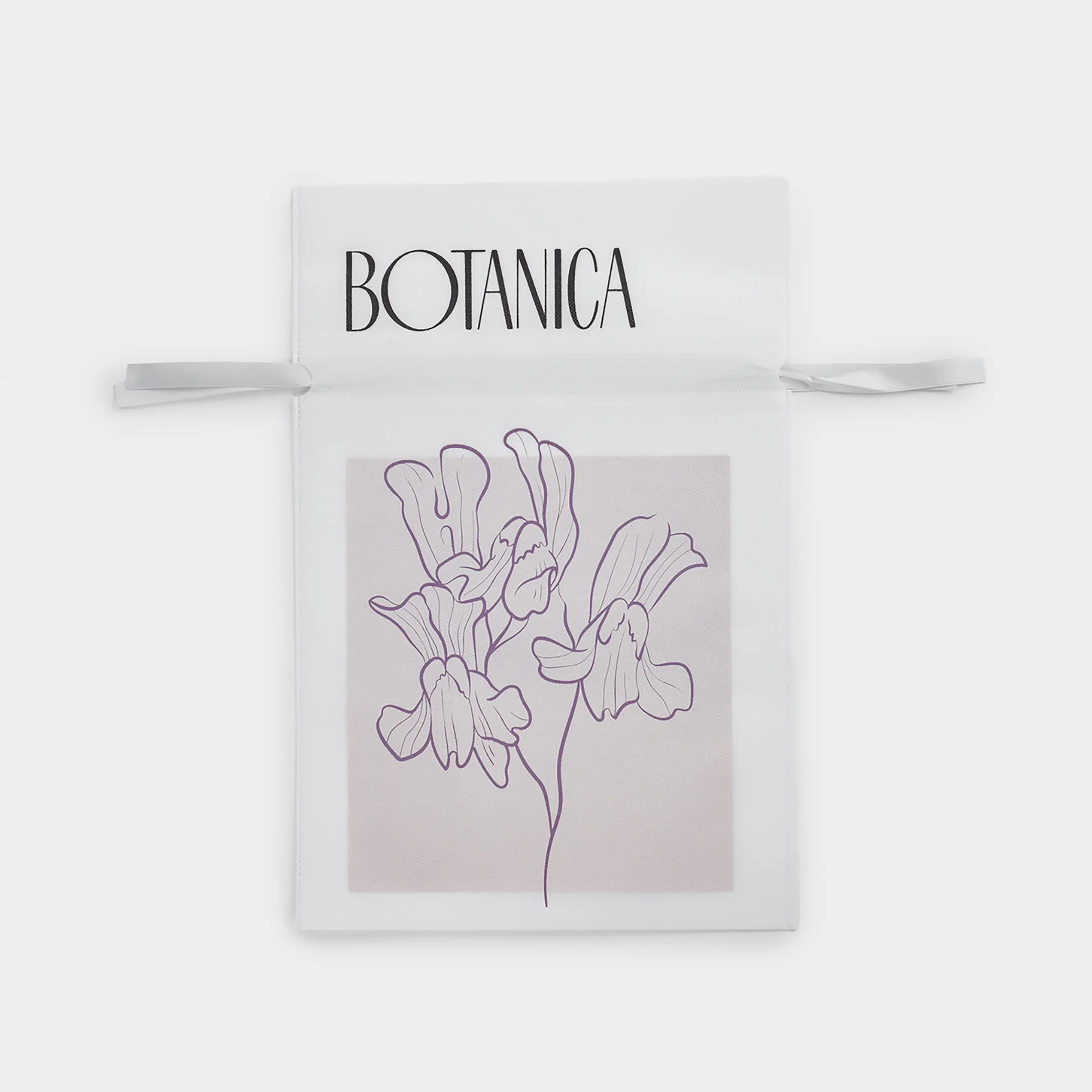 Мешок подарочный, 30х45 см, с завязками, полипропилен, белый, Цветок, Botanica