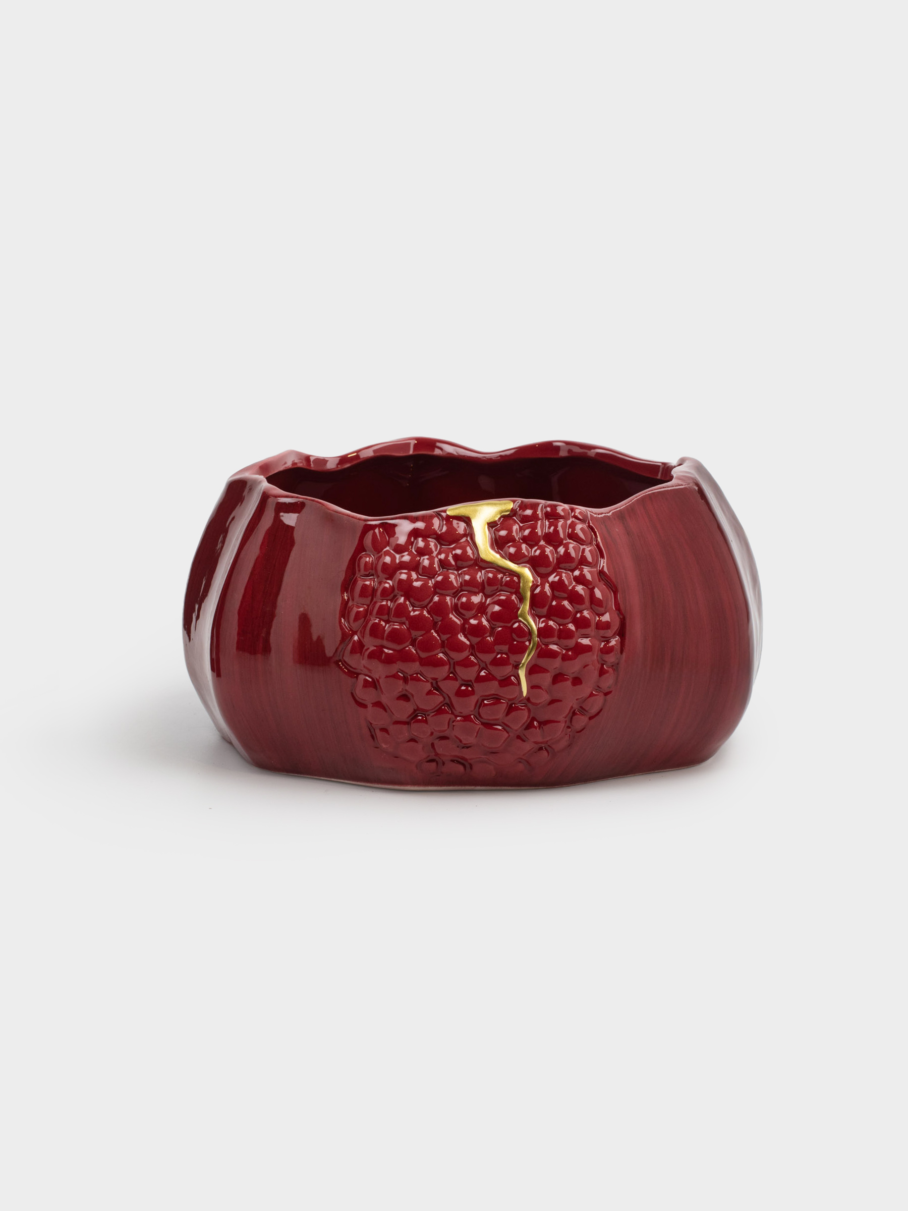 Жеміс вазасы, 25х18 см, керамика, қою қызыл, Анар, Pomegranate, image-0
