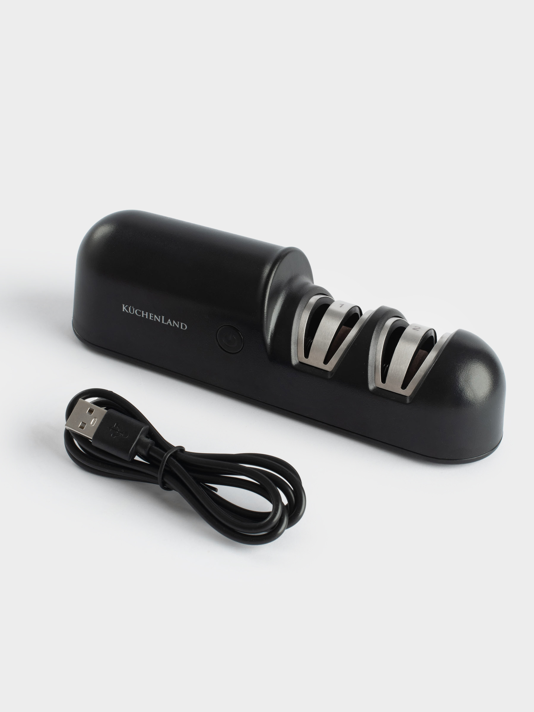 Точило для ножей, 19 см, два этапа заточки, электрическое, беспроводное, пластик/керамика, черное, Liberica, image-3