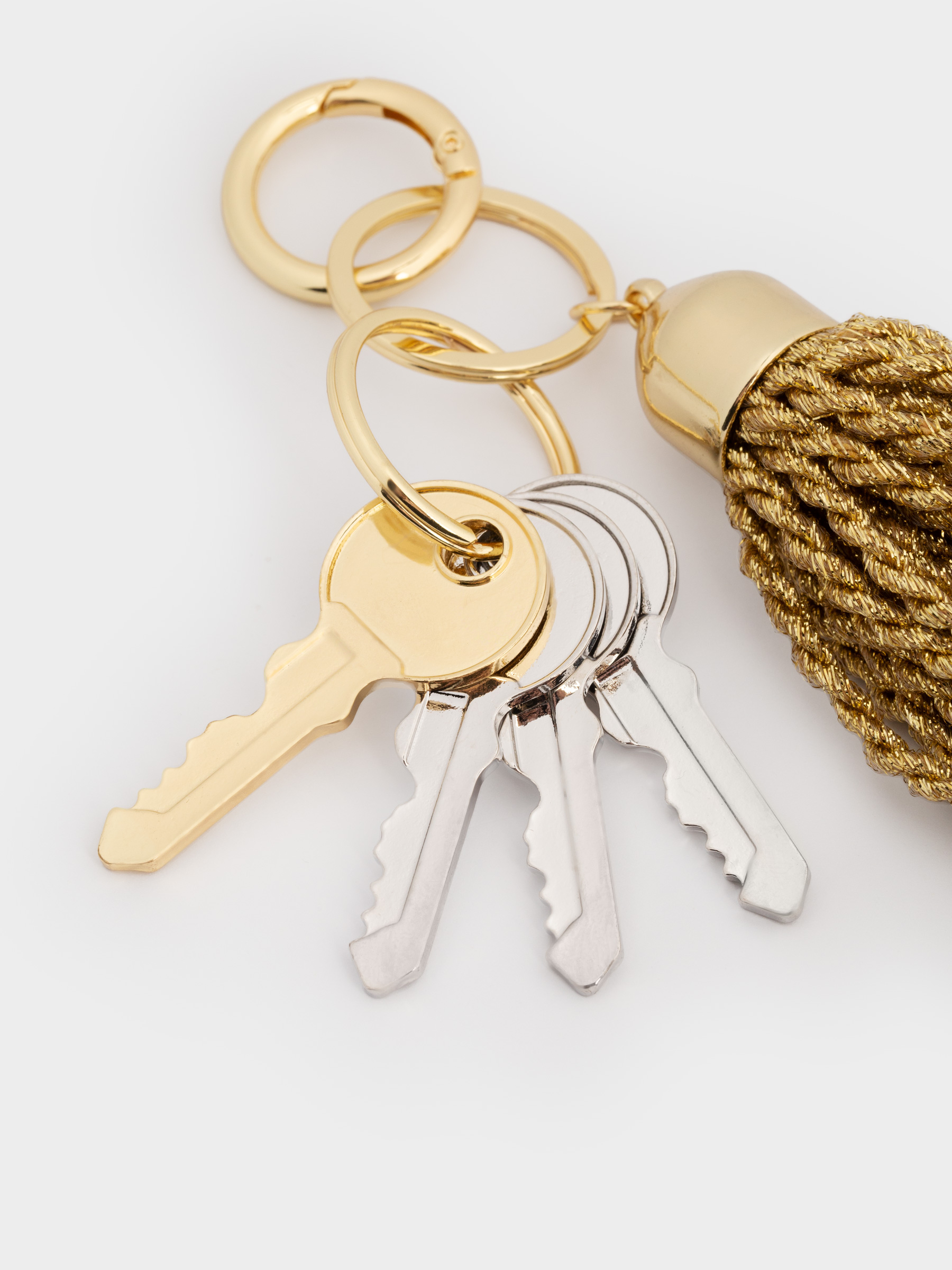 Брелок, 13 см, металл/полиэстер, золотистый, Кисточка, Keychain, image-2