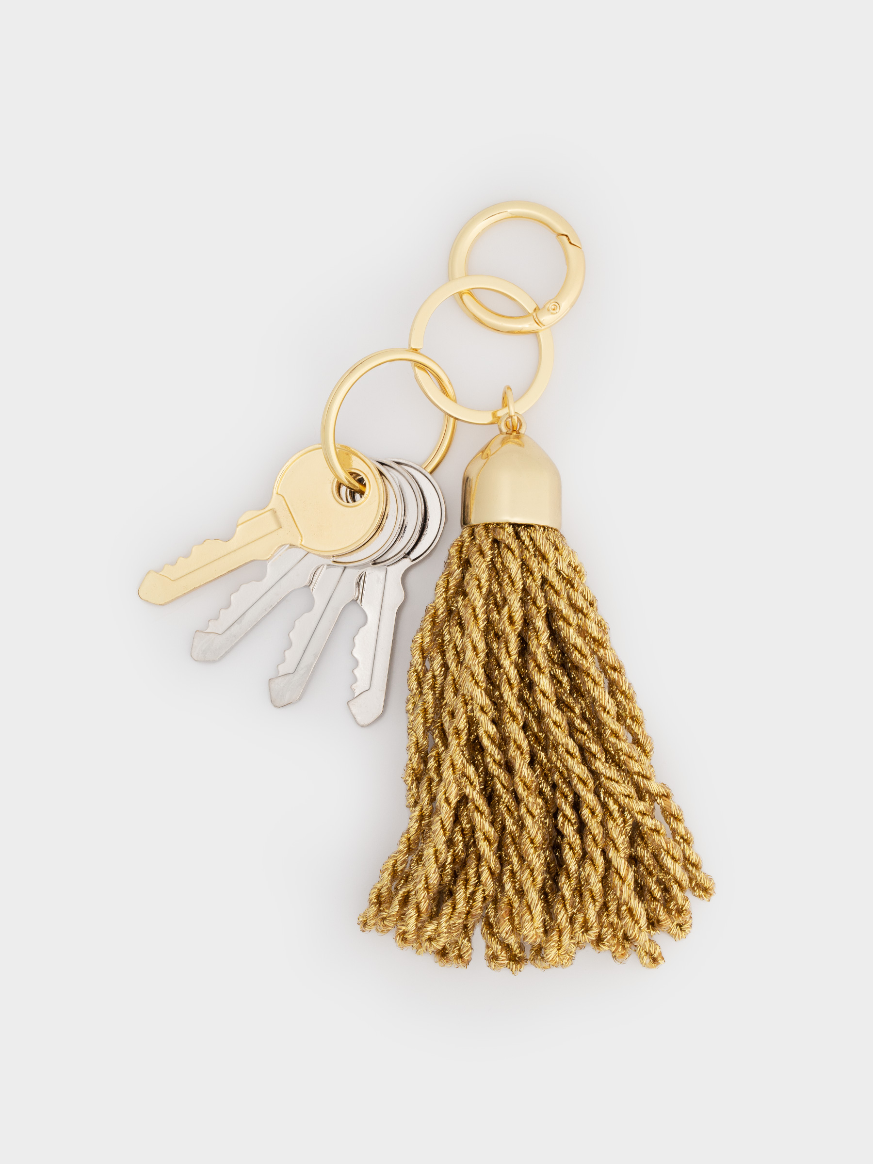 Брелок, 13 см, металл/полиэстер, золотистый, Кисточка, Keychain, image-1
