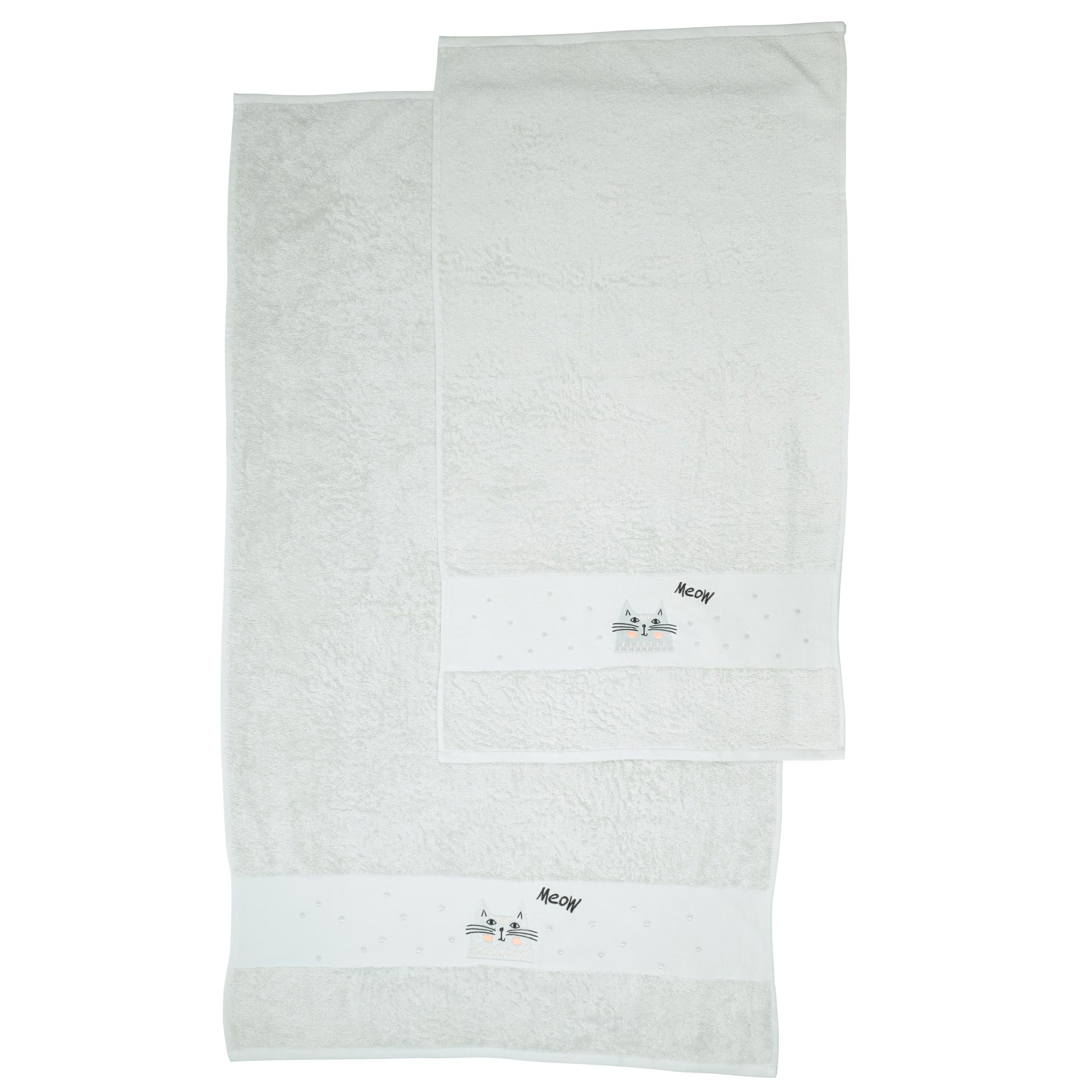 Полотенце детское, 50х90 см, хлопок, светло-серое, Кот, Grey cat, image-3