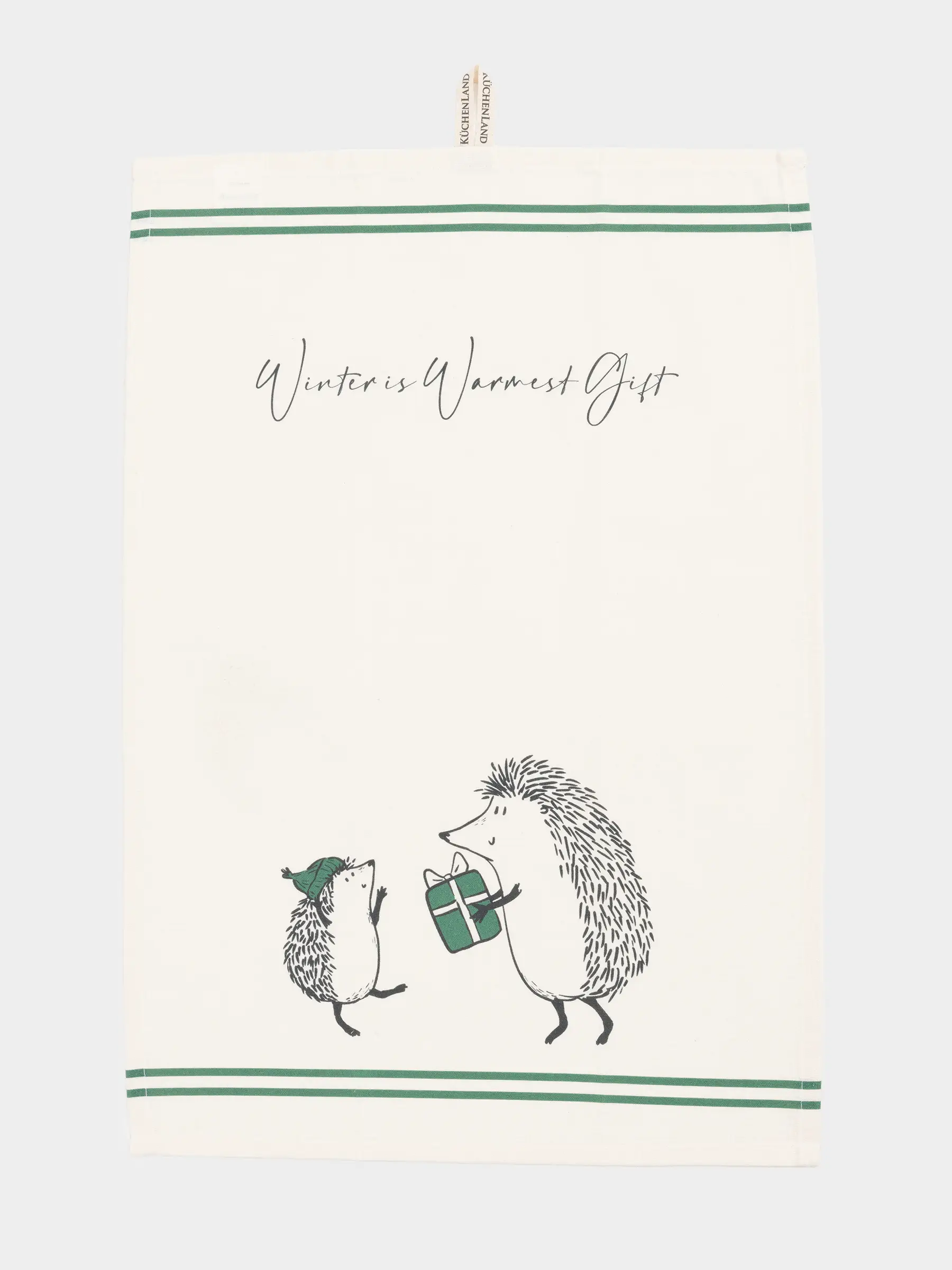 Асүйлік сүлгі, 40х60 см, мақта, сүт түстес, Кірпі, Hedgehog christmas