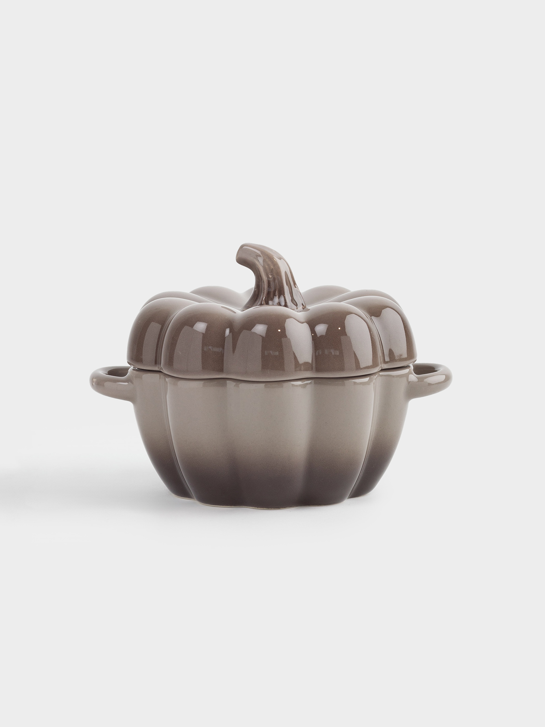 Кокотница, 11 см, 350 мл, қақпағы бар, керамика, сұр-қоңыр, Асқабақ, Pumpkin, image-0