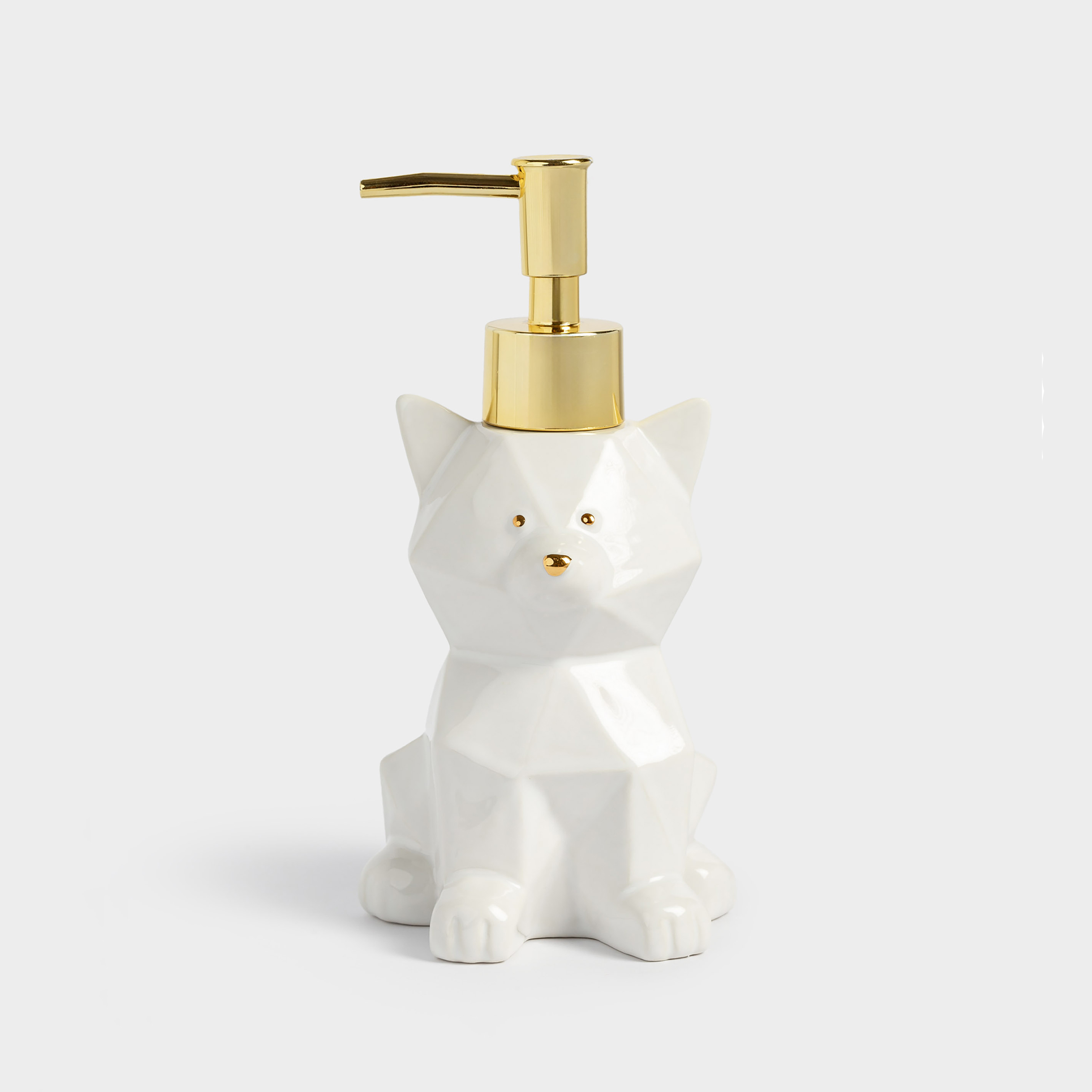 Сұйық сабын диспенсері, 280 мл, керамика/пластик, ақ және алтын, Мысық, Art modern