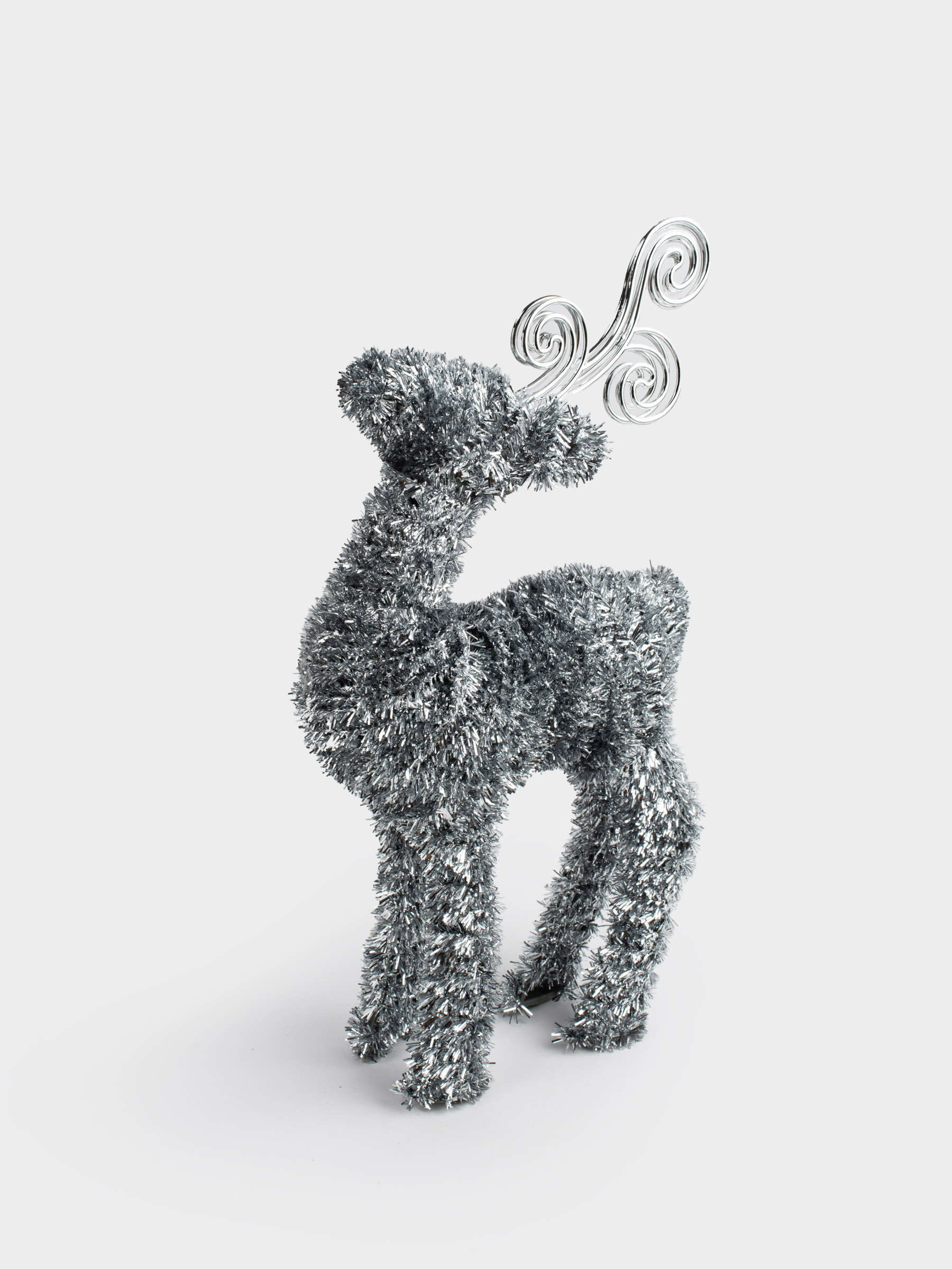 Статуэтка, 42 см, мишура/пластик, серебристая, Олень, Tinsel decor, image-3