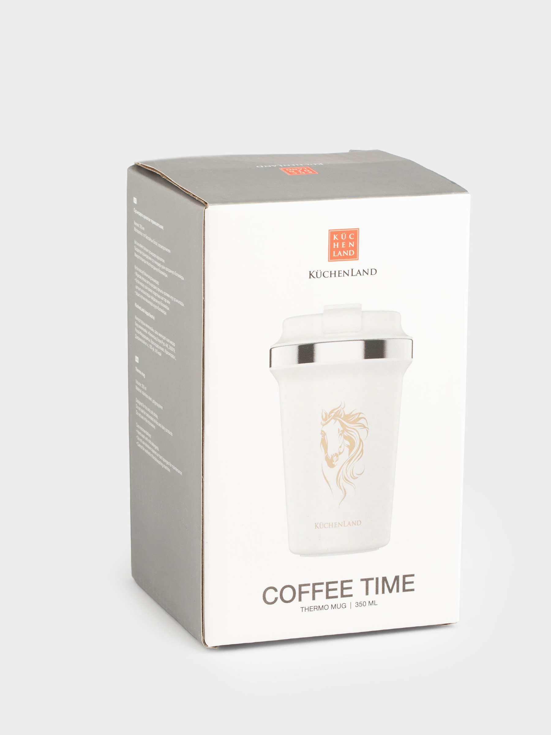 Термо саптыаяқ, 350 мл, болат/пластик, ақ, Жылқы, Coffee time, image-7