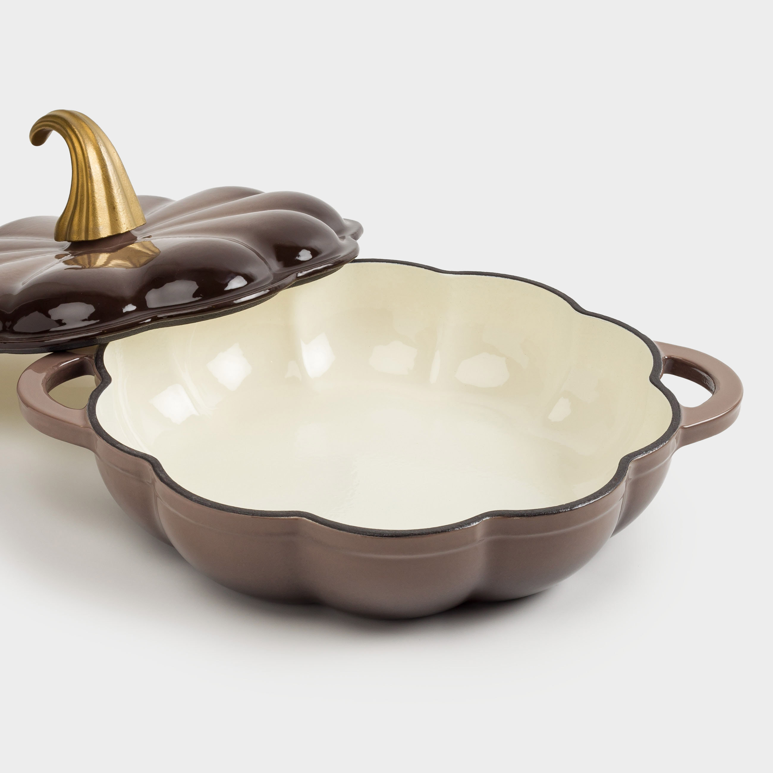 Сотейник, 26 см, 2,3 л, с крышкой, чугун, коричневый, Тыква, Gourd, image-4