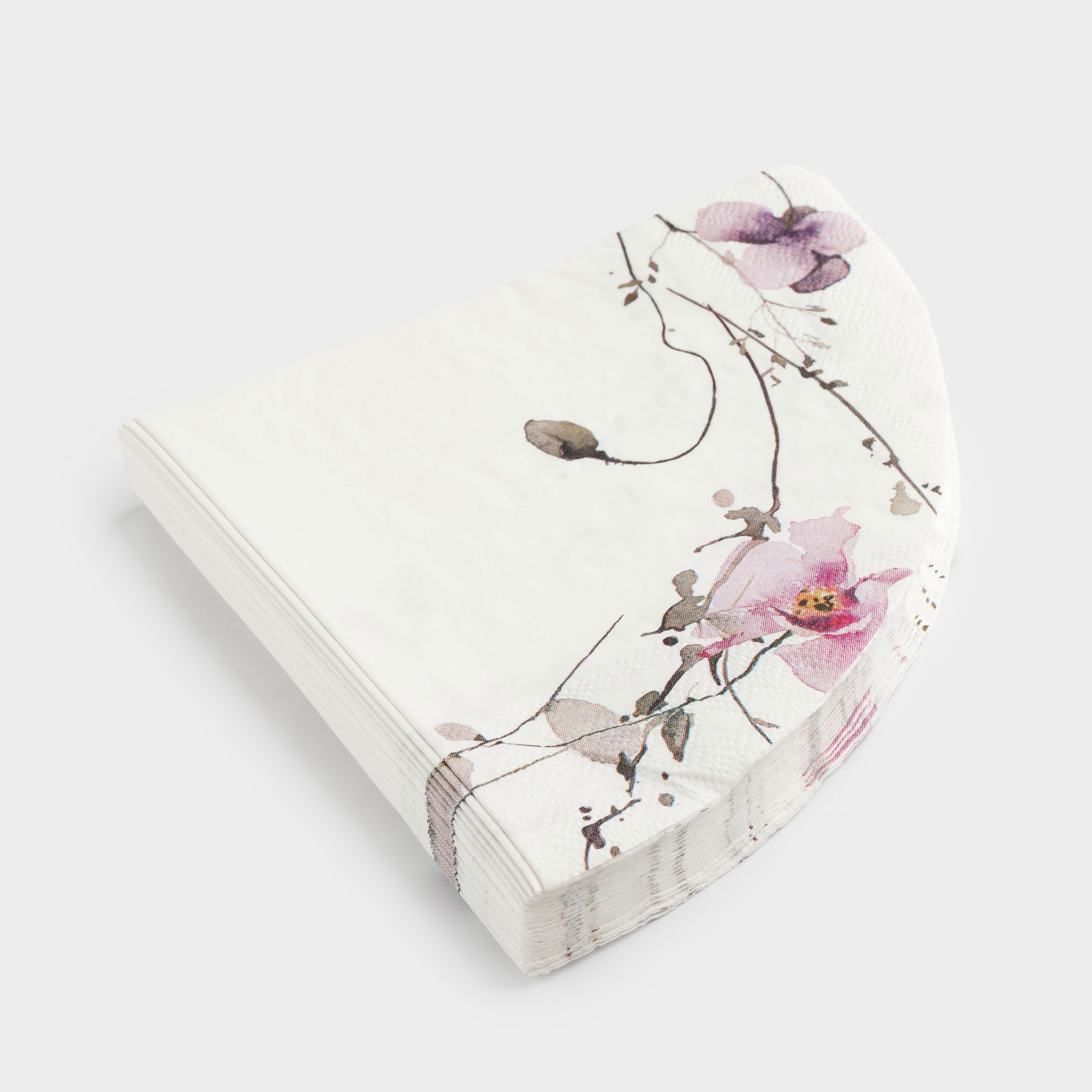 Салфетки бумажные, 33 см, 20 шт, круглые, белые, Весенние цветы, Petal serenity, image-0