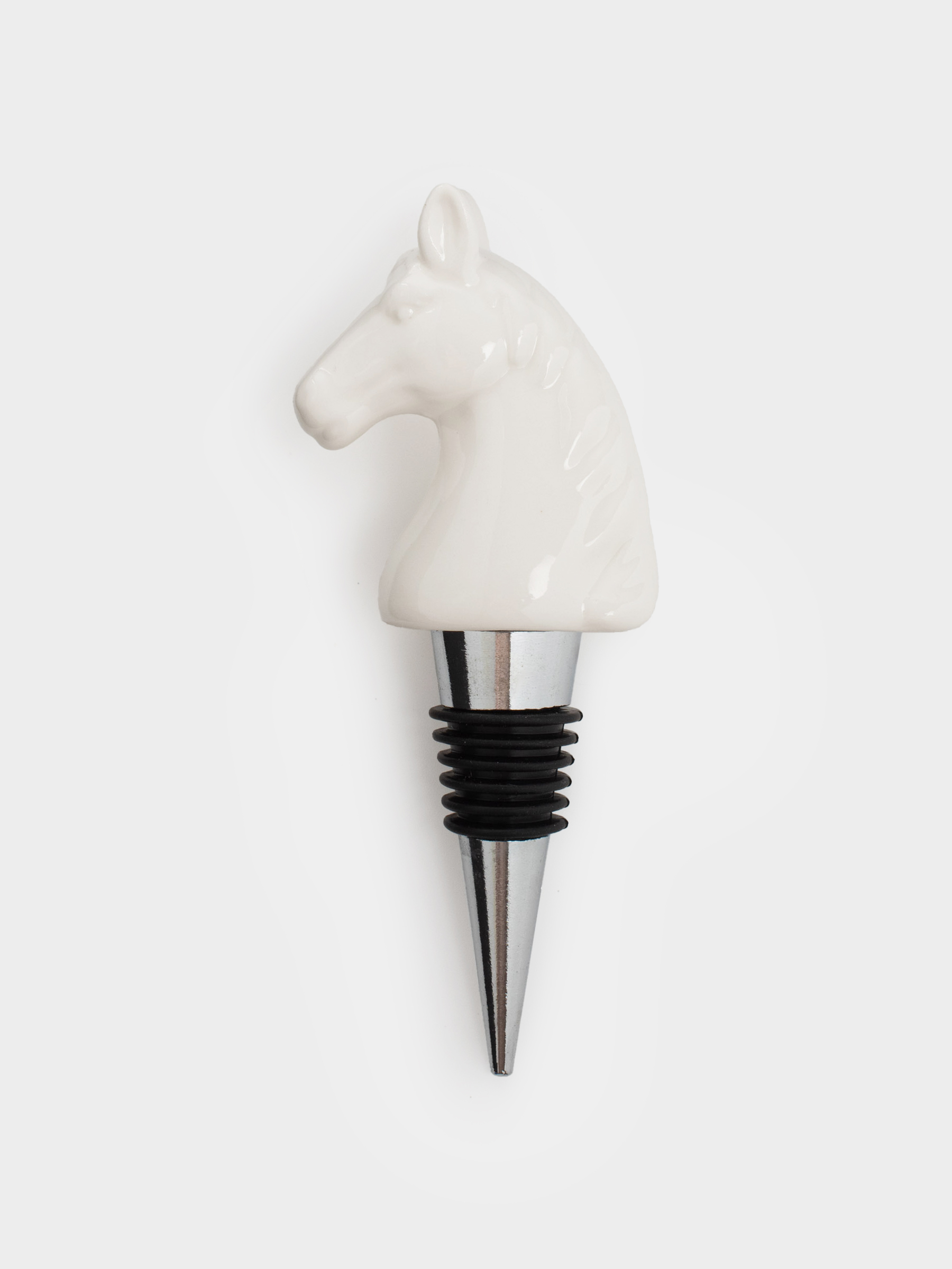 Пробка для винной бутылки, 12 см, металл/фарфор P, молочная, Конь, Horse milky, image-0