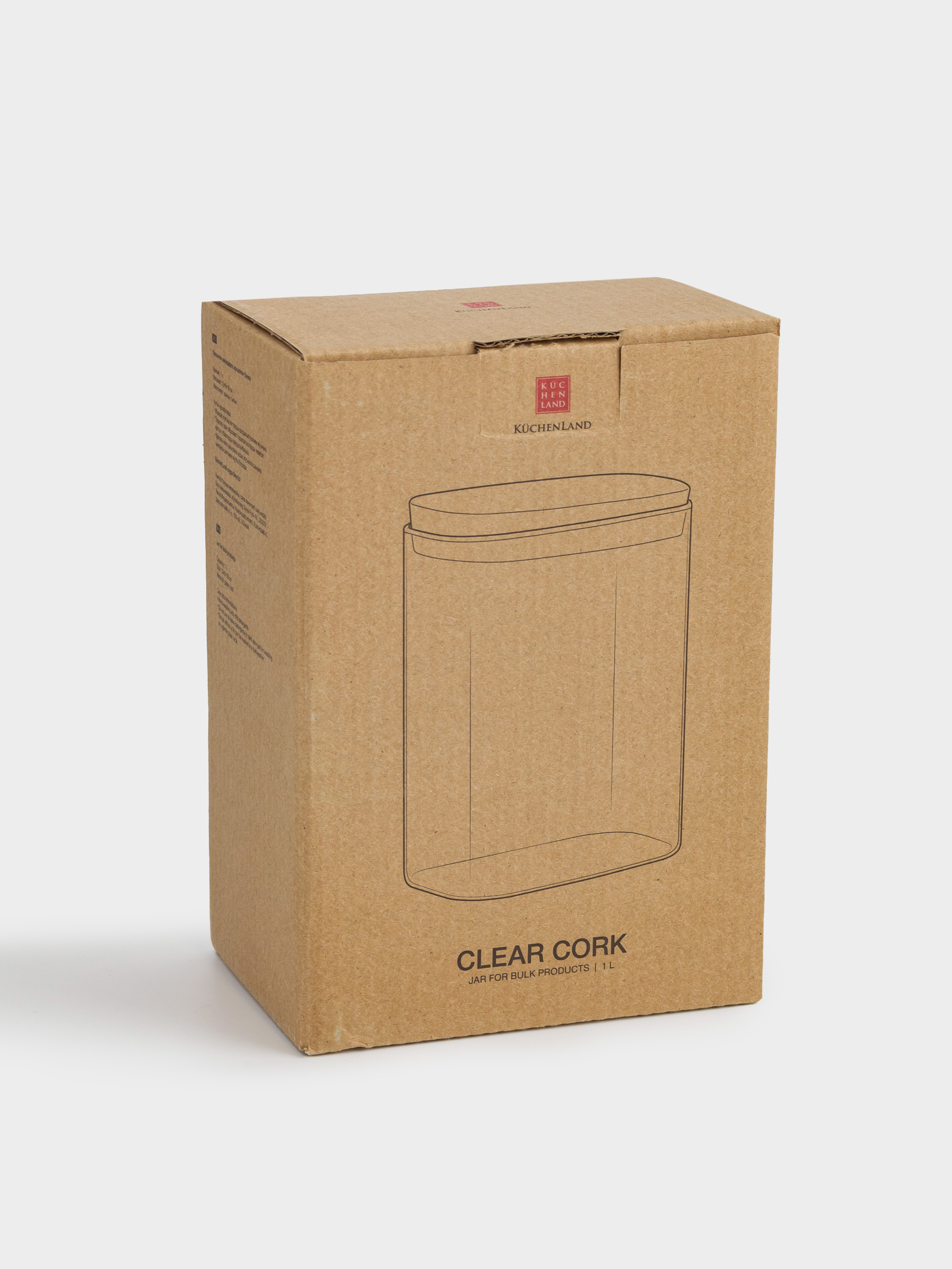 Банка для сыпучих продуктов, 1 л, стекло/пробка, прямоугольная, Clear cork, image-4