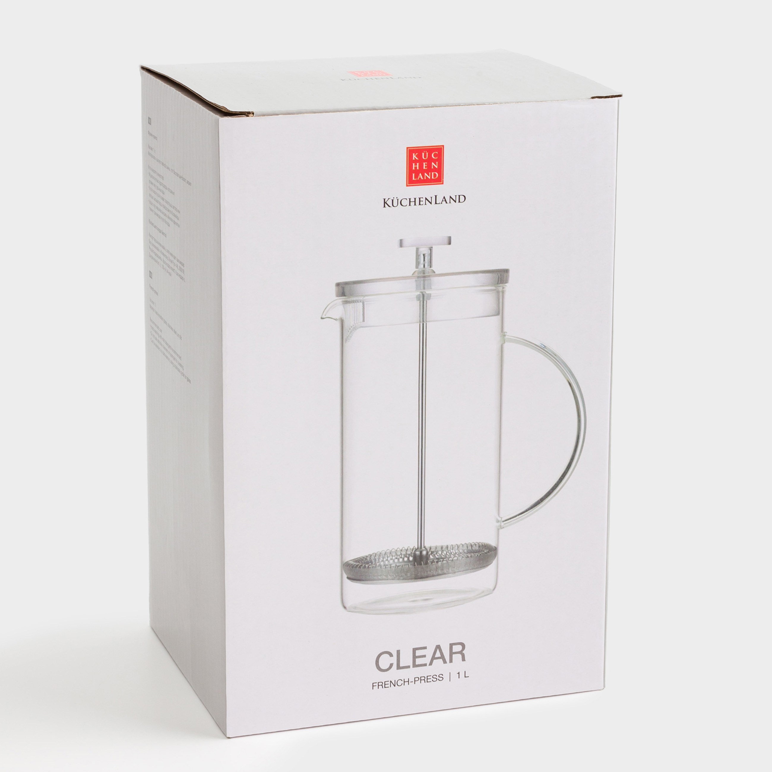 Френч-пресс, 1 л, стекло Б/сталь, Clear, image-6