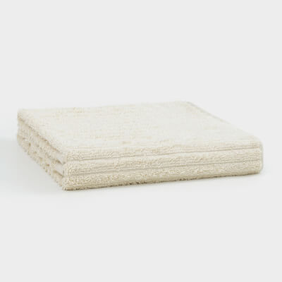 Полотенце, 50х90 см, хлопок, бежевое, Объемные полосы, Stripes cotton ,image-0