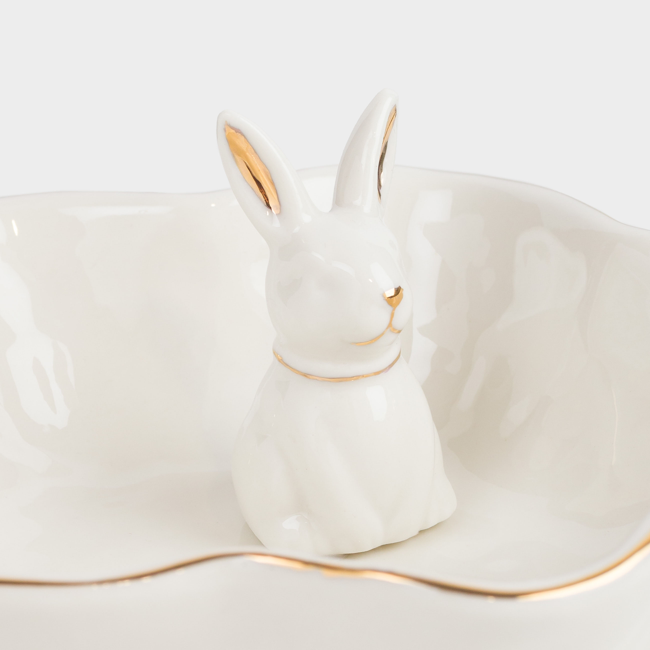 Салатник, с декором, 17x7 см, 320 мл, фарфор P, бело-золотистый, Кролик, Easter gold, image-5