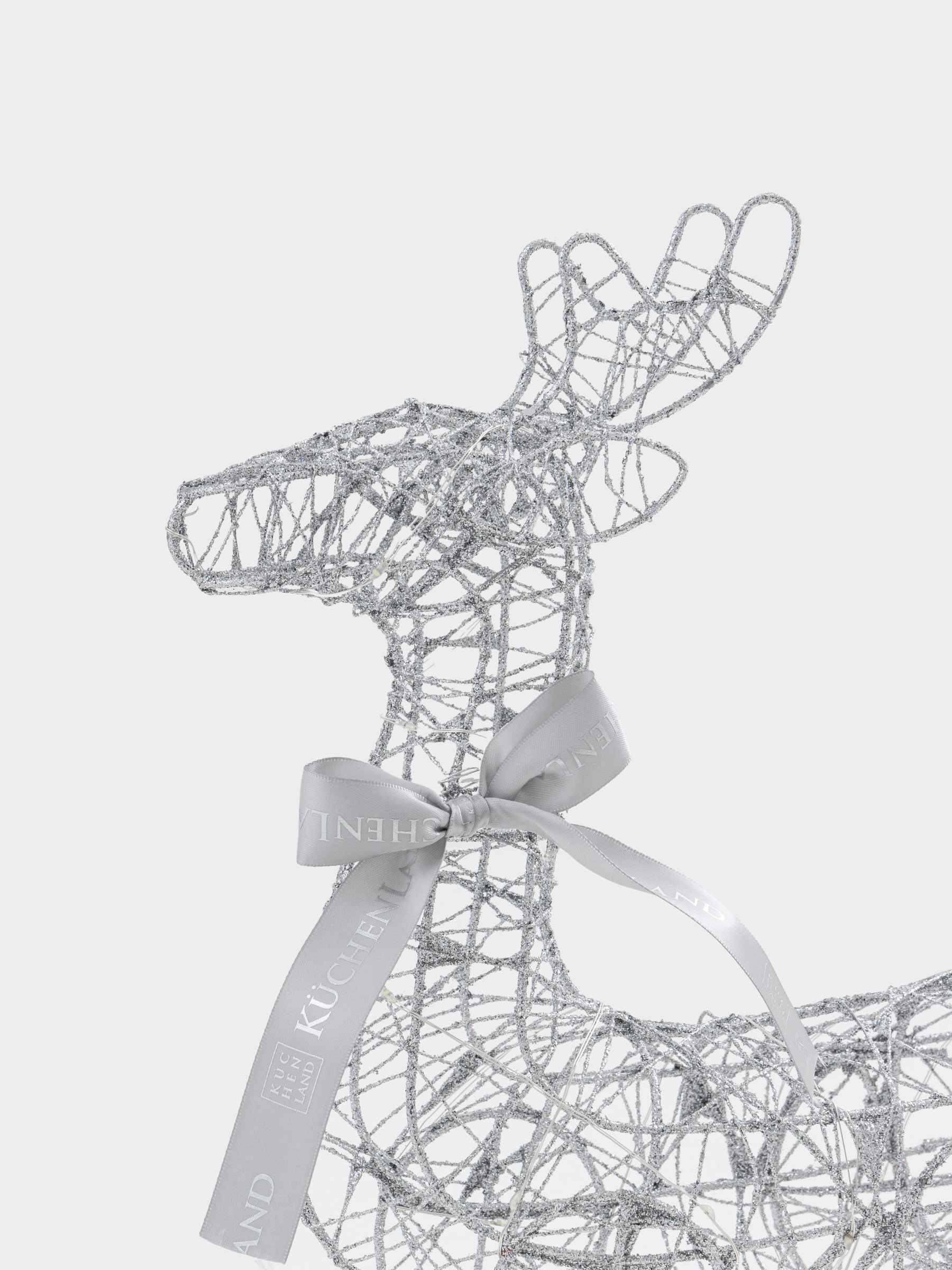 Статуэтка с подсветкой, 40 см, металл, серебристая, Олень, Deer sparks, image-1