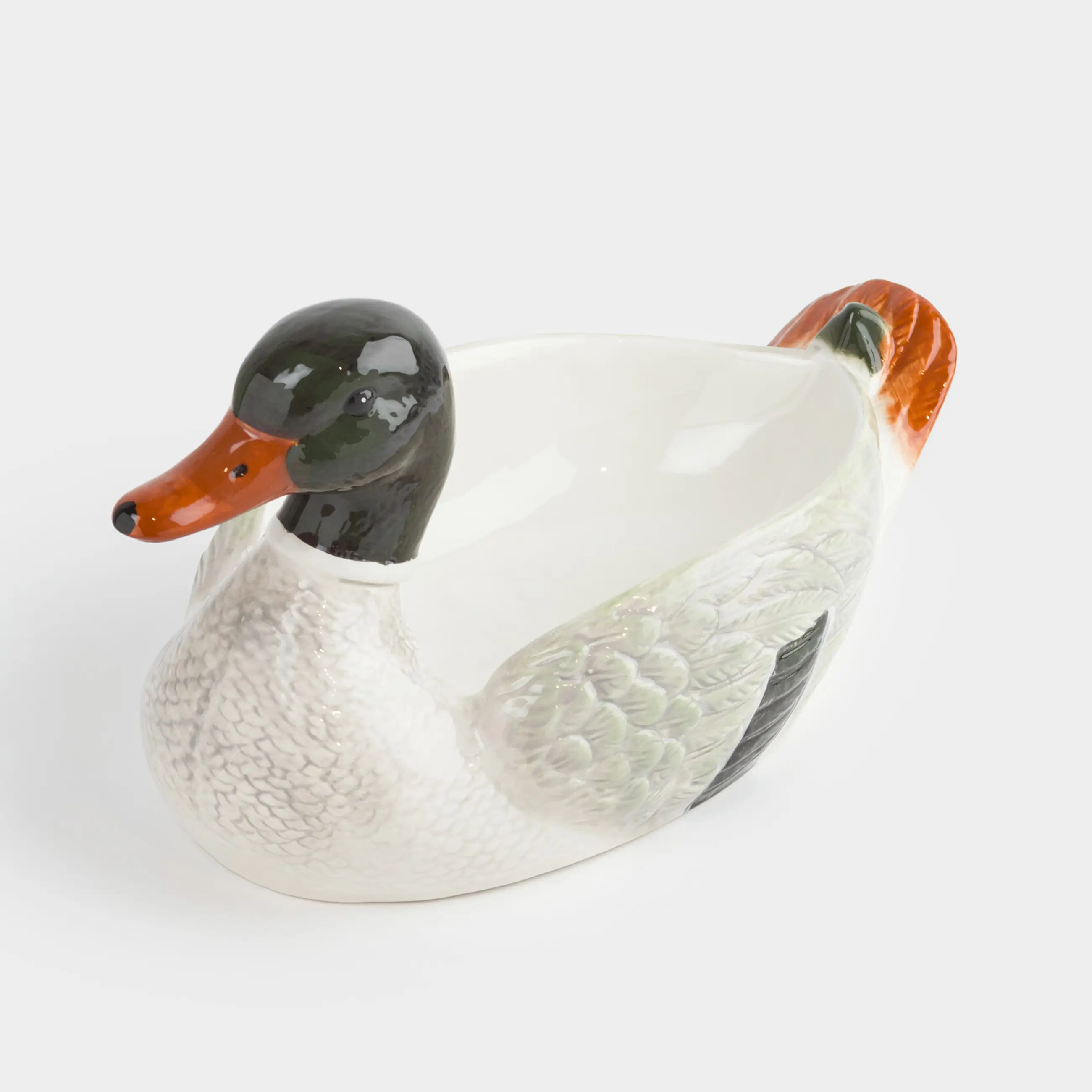 Ыдыс, терең, 33х19х18 см, керамика, жасыл-ақ, Үйрек, Duck