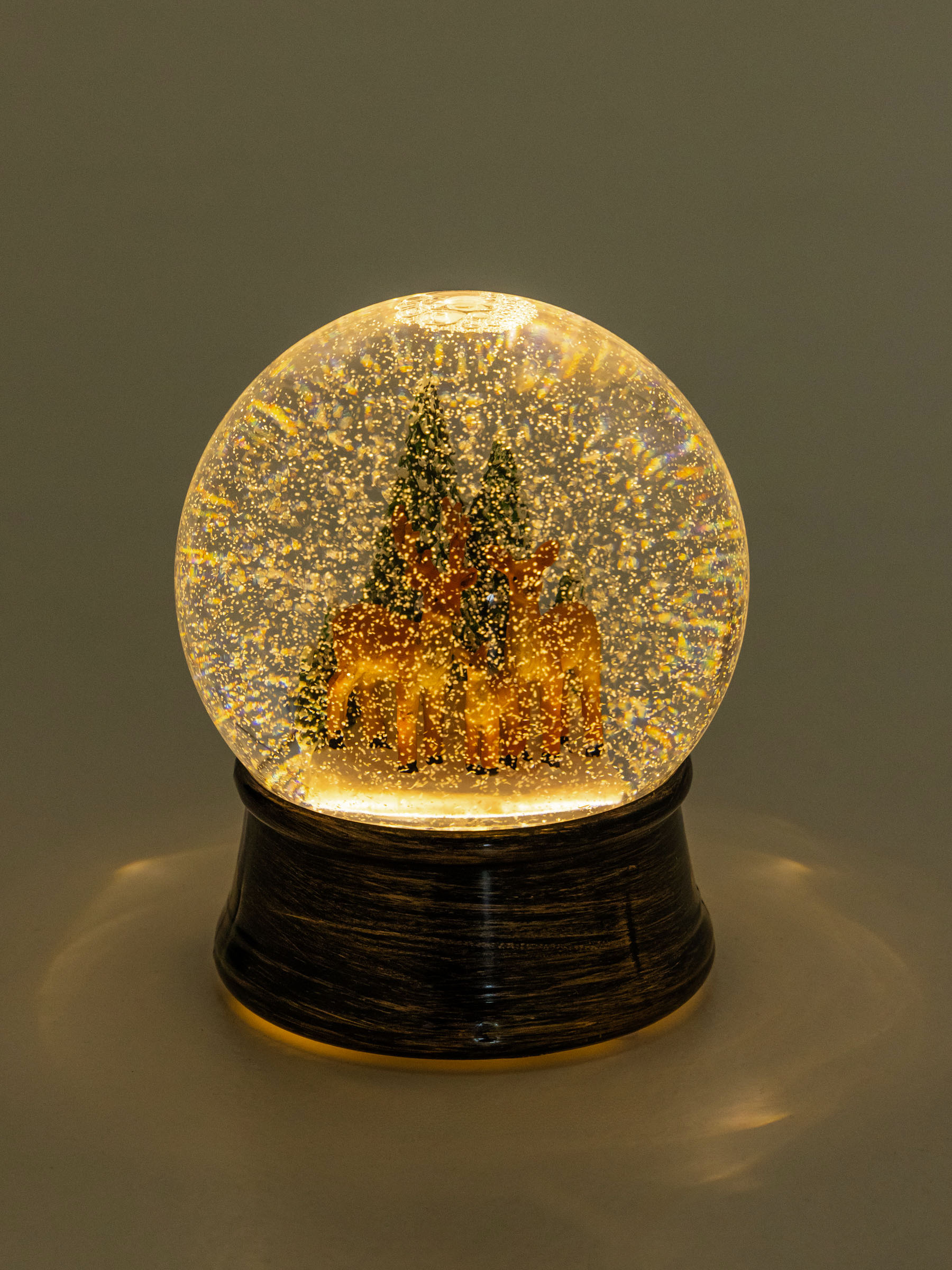 Қар шамы, 15 см, жарықтандырылған, пластик, қола, Ормандағы бұғы, Bronze style, image-5