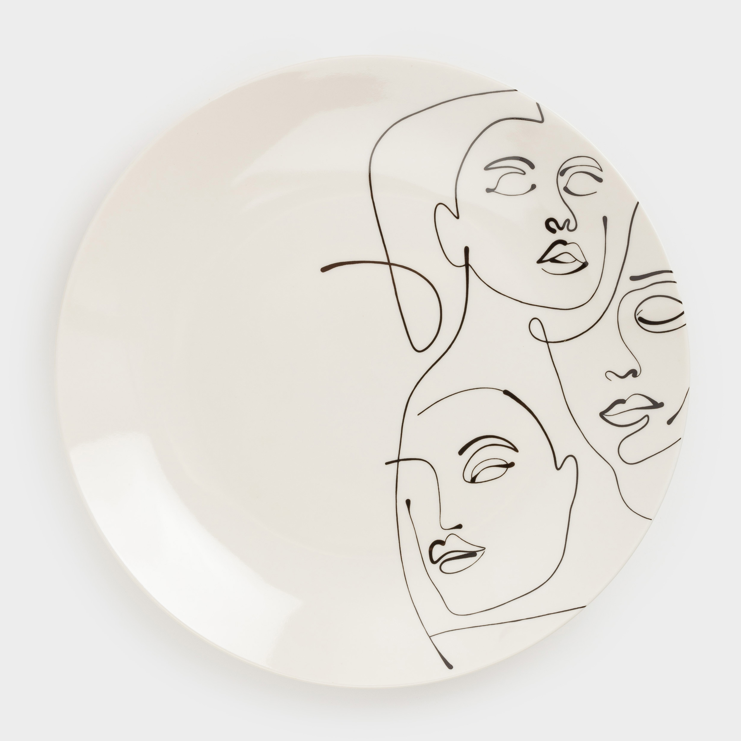 Тарелка закусочная, 23 см, 2 шт, фарфор N, молочная, Абстрактные лица, Face, image-2