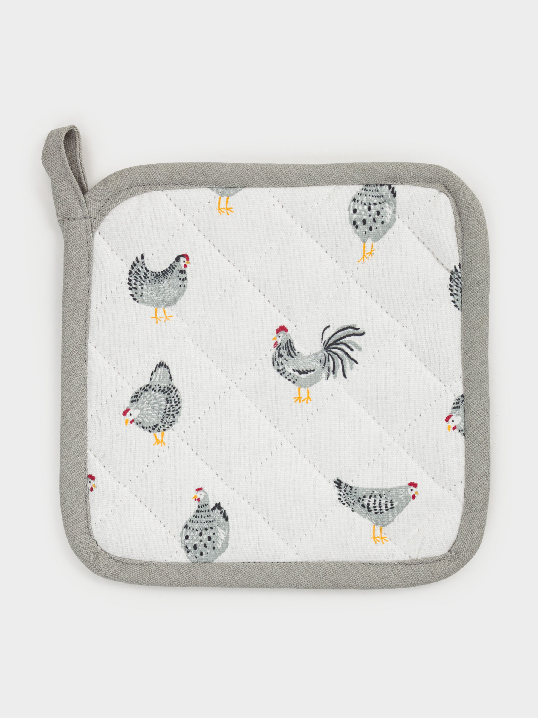 Прихватка, 20x20 см, хлопок, белая, Курочки, Poultry, image-0