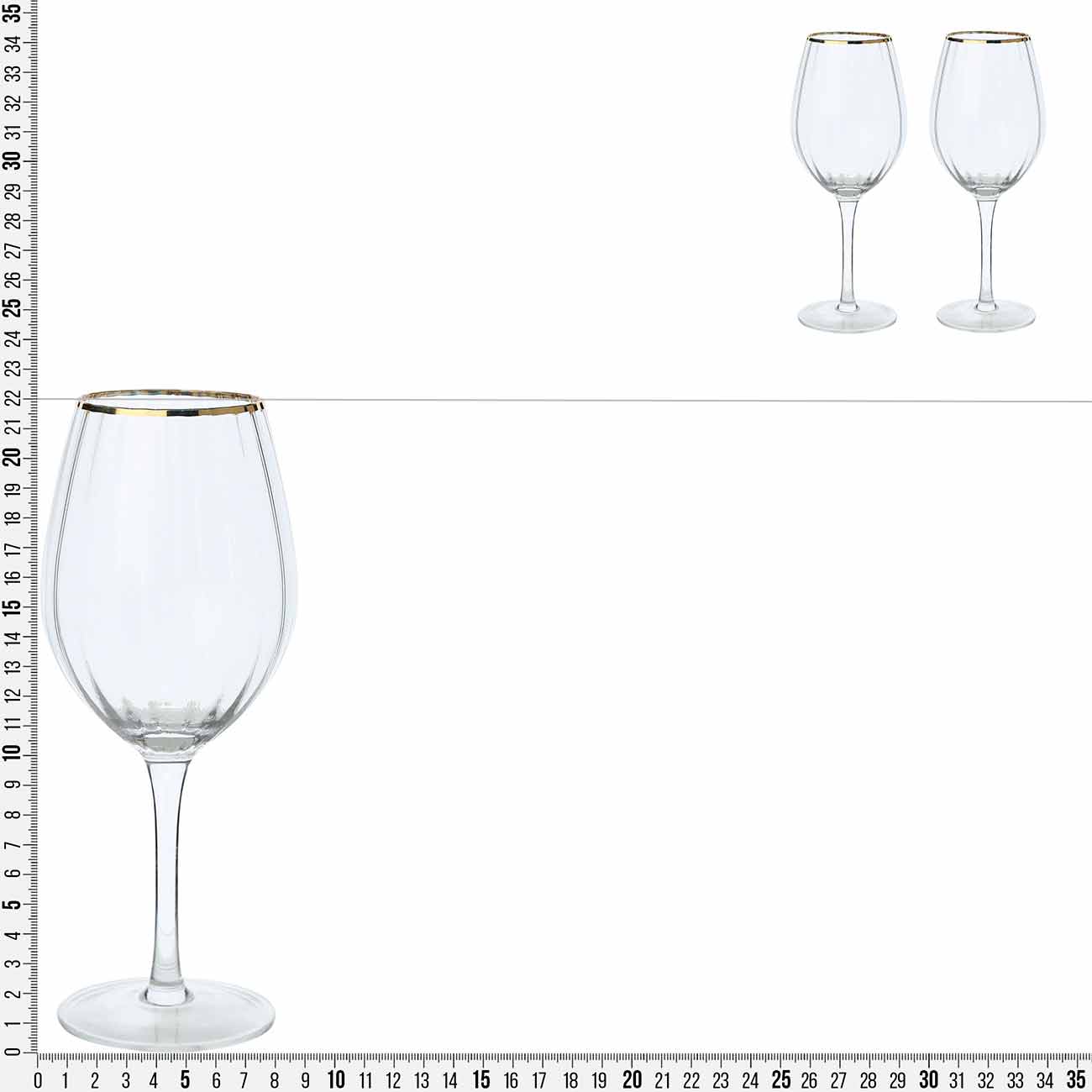 Шарап стаканы, 530 мл, 2 дана, шыны, алтын жиегі бар, Lombardy R Gold изображение № 3