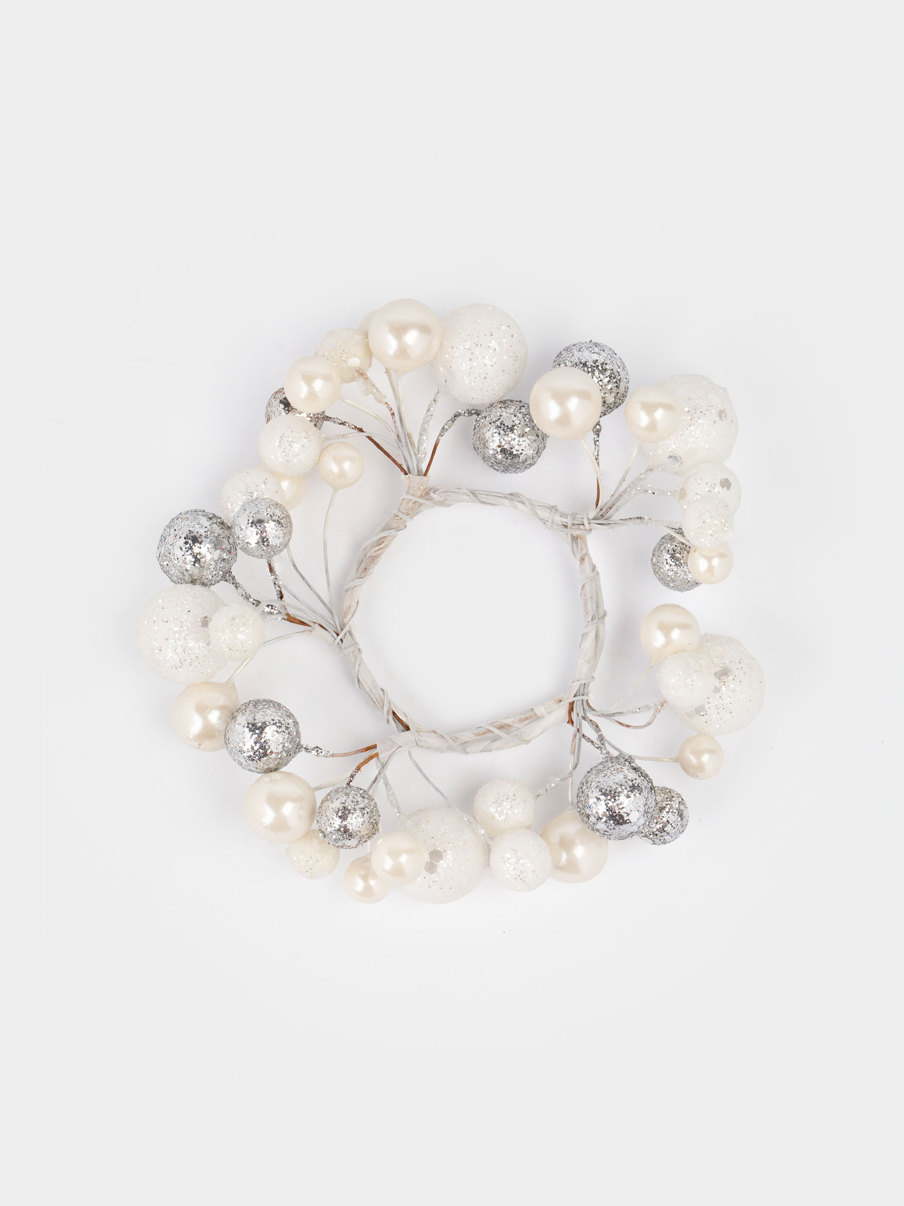 Майлық сақинасы, 5 см, пластик, сүтті күміс, Рождестволық шарлар, Balls sparkle, image-0