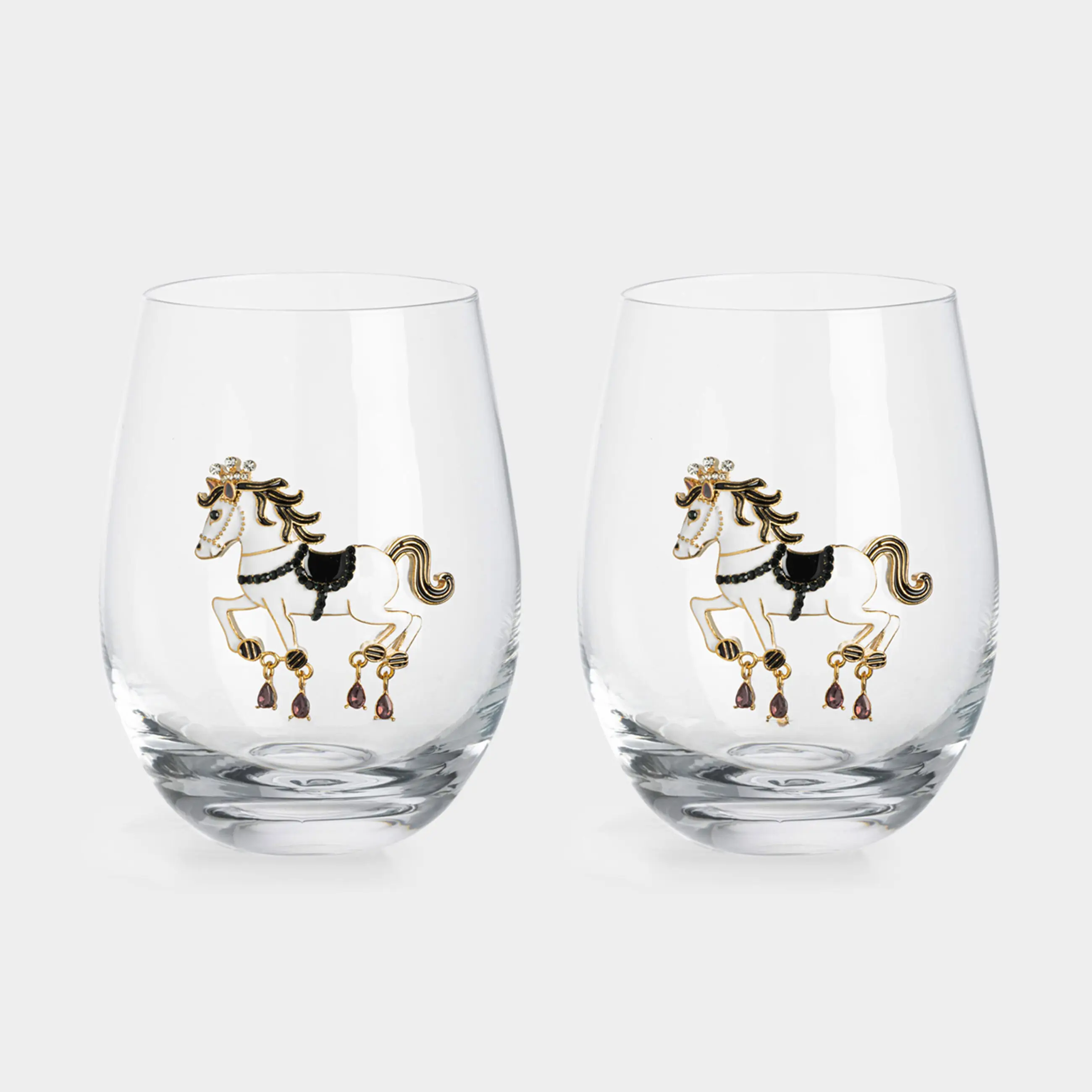 Стақан, 11 см, 430 мл, 2 дана, шыны/металл, Шырша/Жылқы, Verset