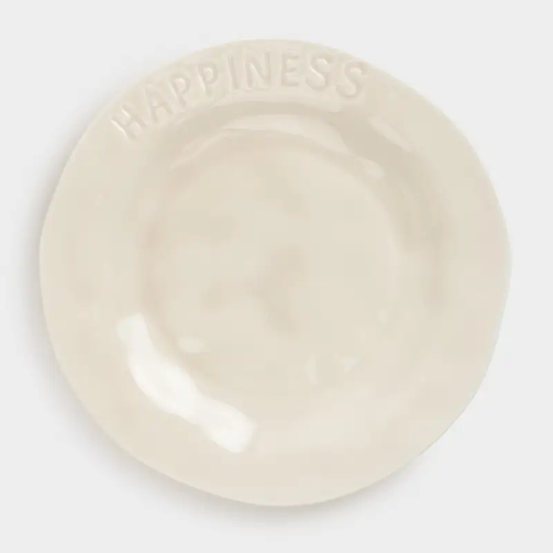 Тарелка десертная, 20 см, фарфор P, молочная, Happiness, Crumple words, image-0