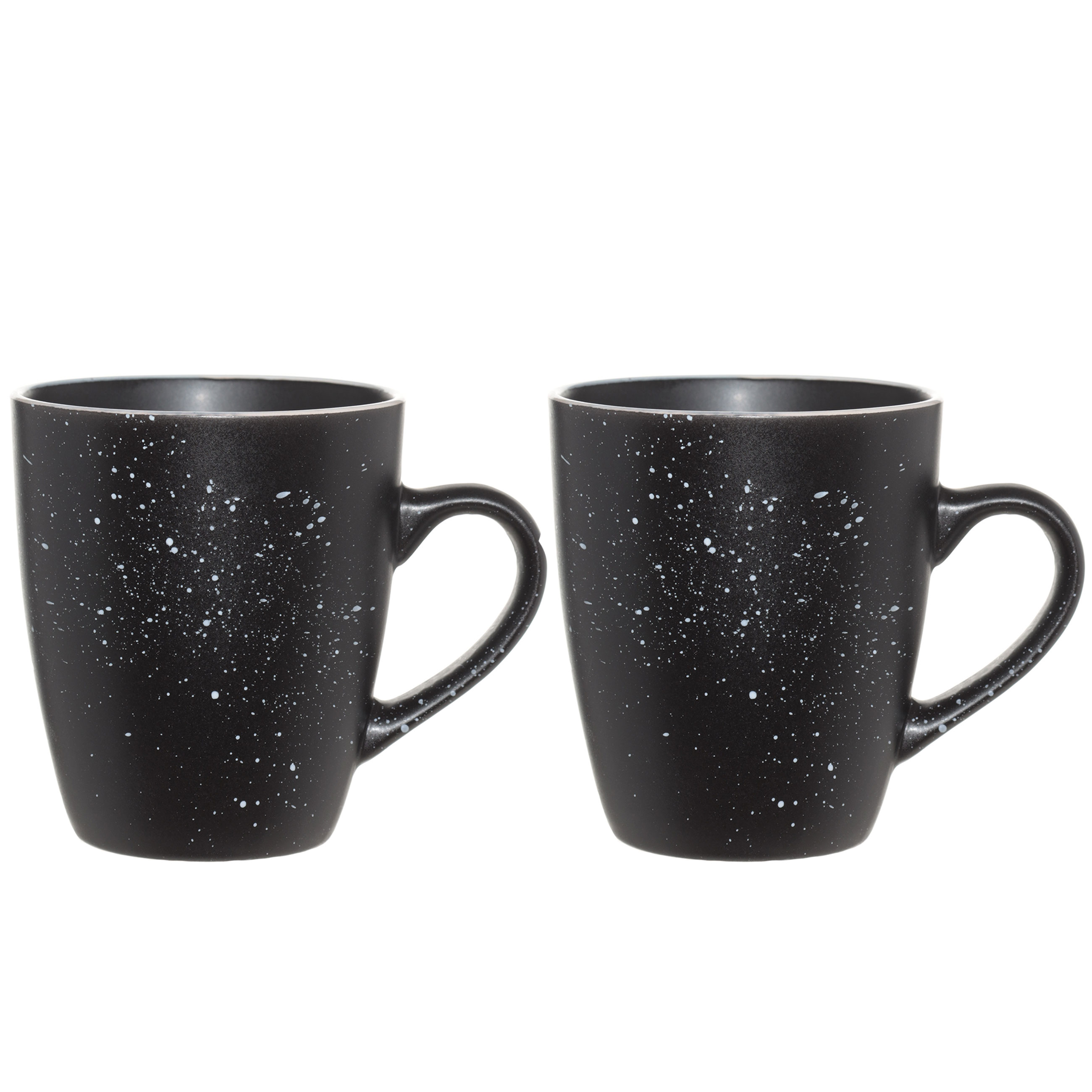 Кружка, 400 мл, 2 шт, керамика, черная, в крапинку, Particle, image-0