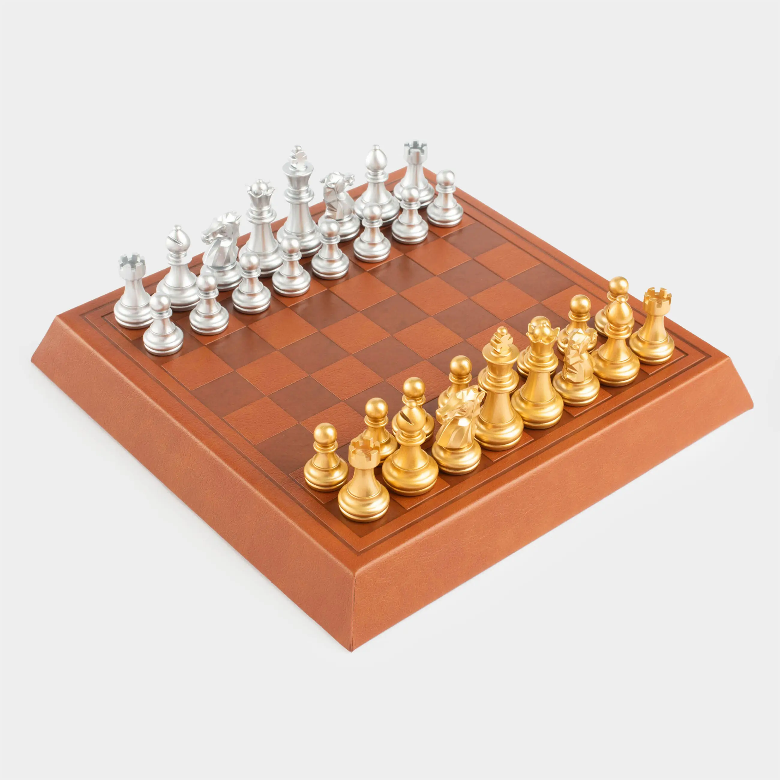 Үстел үсті ойыны, 19х19 см, шахмат, жасанды былғары/МДФ, Hobby leather