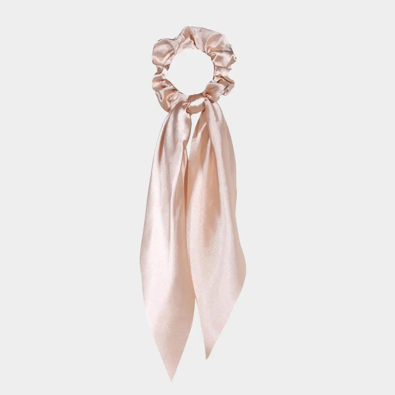 Резинка для волос, 25 см, с лентой, сатин, бежевая, Silk