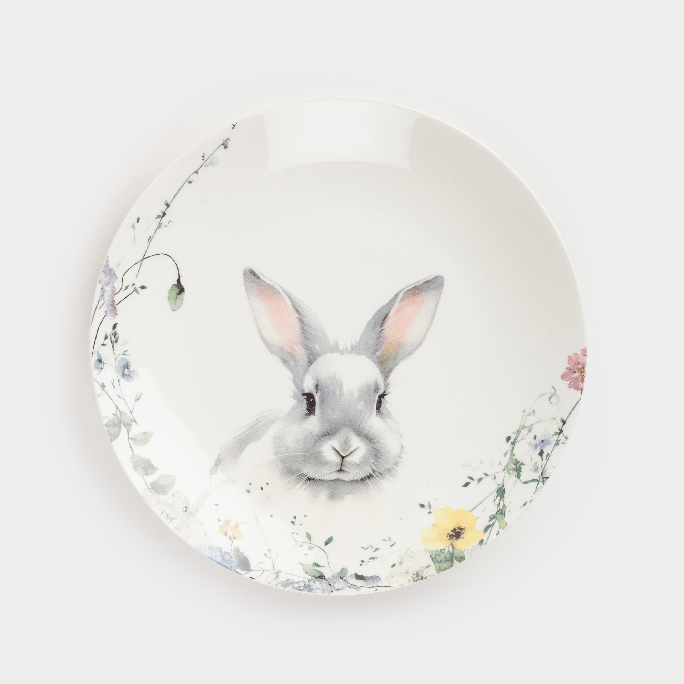 Тарелка закусочная, 23 см, фарфор N, белая, Кролик в цветах, Easter, image-0