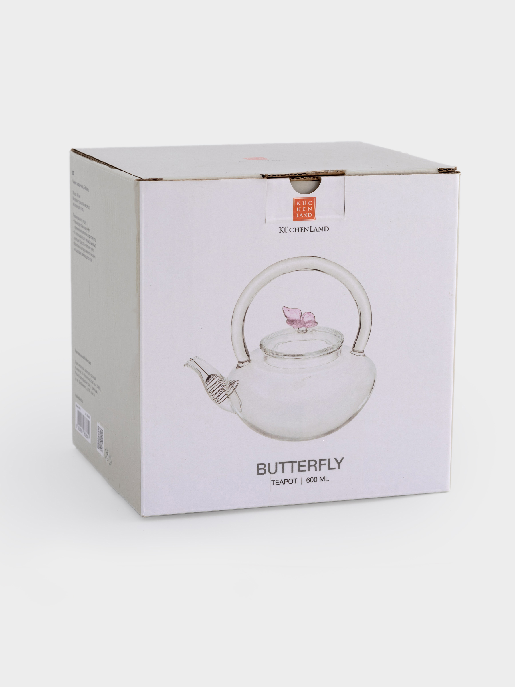 Чайник заварочный, 600 мл, стекло Б/сталь, Бабочка, Butterfly, image-4