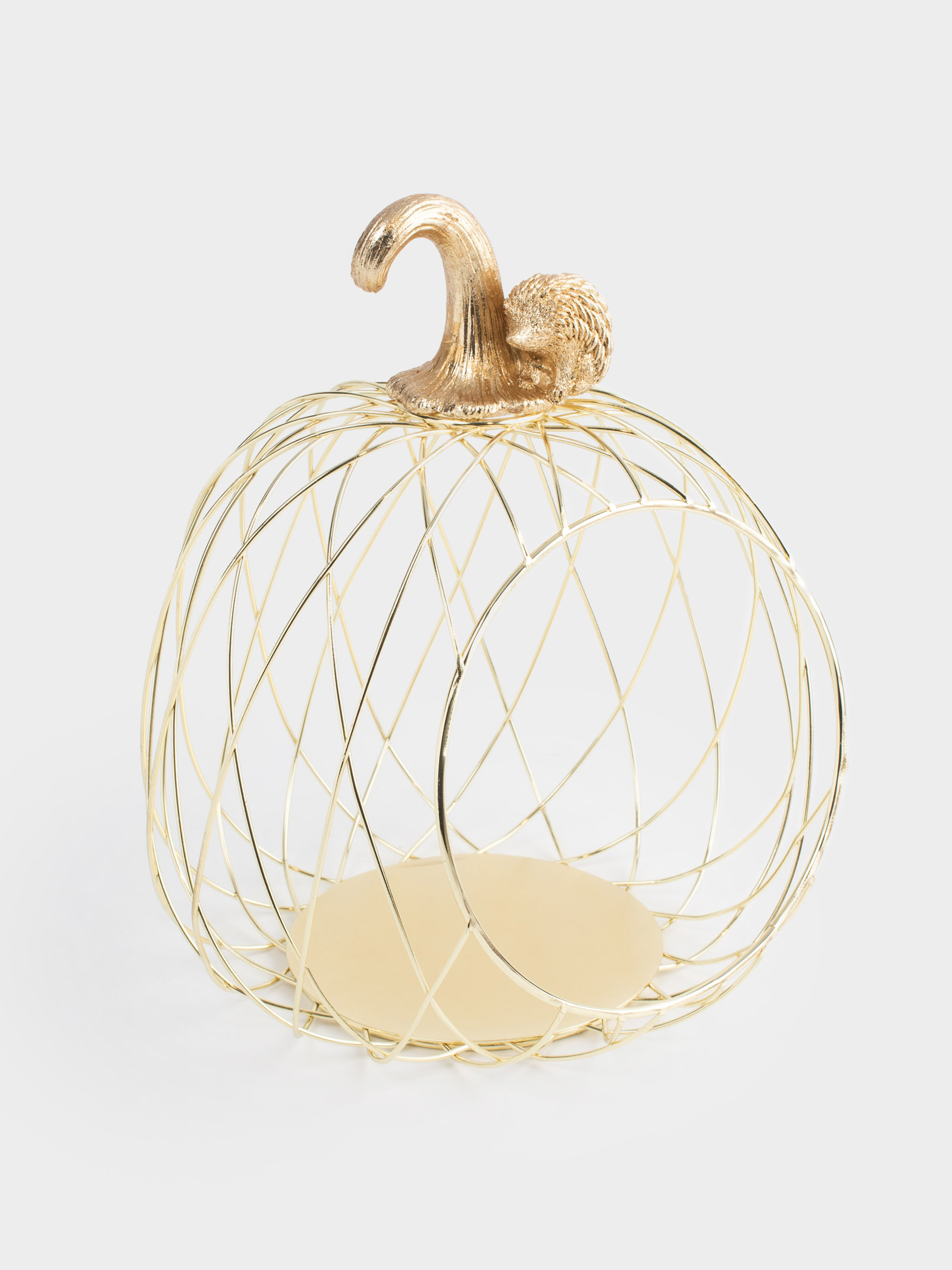 Корзина для фруктов, 24х24x26 см, металл/полирезин, золотистая, Тыква, Twist gold, image-1