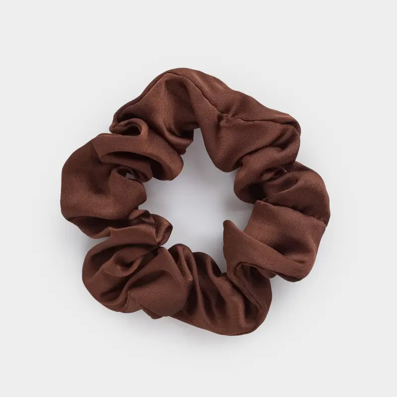 Резинка для волос, 6 см, сатин, коричневая, Silk, image-0