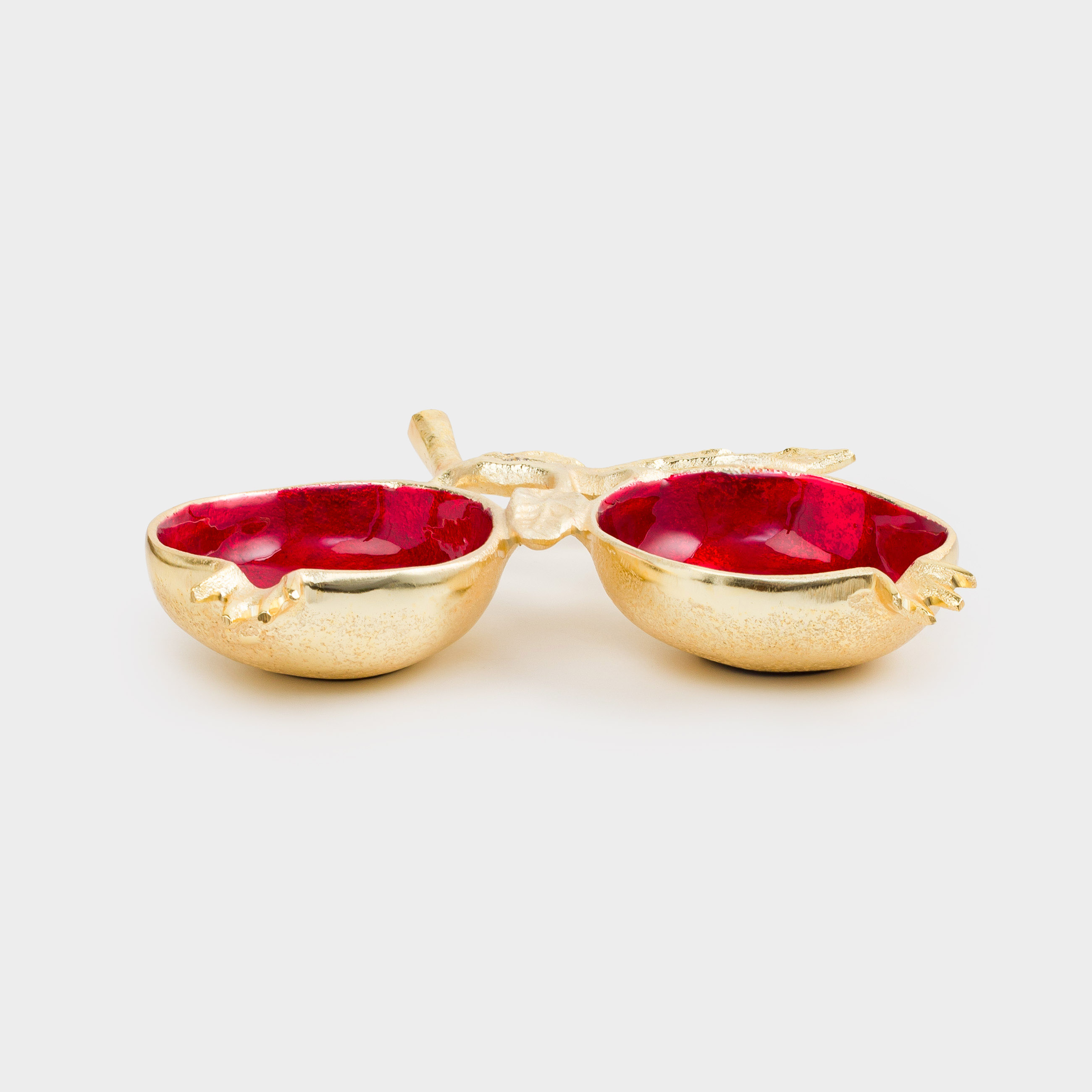Менажница, 20х23 см, 2 отд, металл, золотисто-красная, Гранаты, Pomegranate, image-1