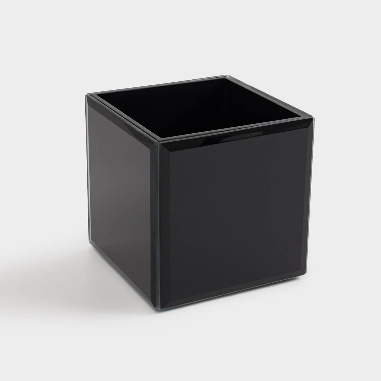 Косметикаға арналған органайзер, 10х10 см, шыны, айналы, қара, Glossy black, image-0